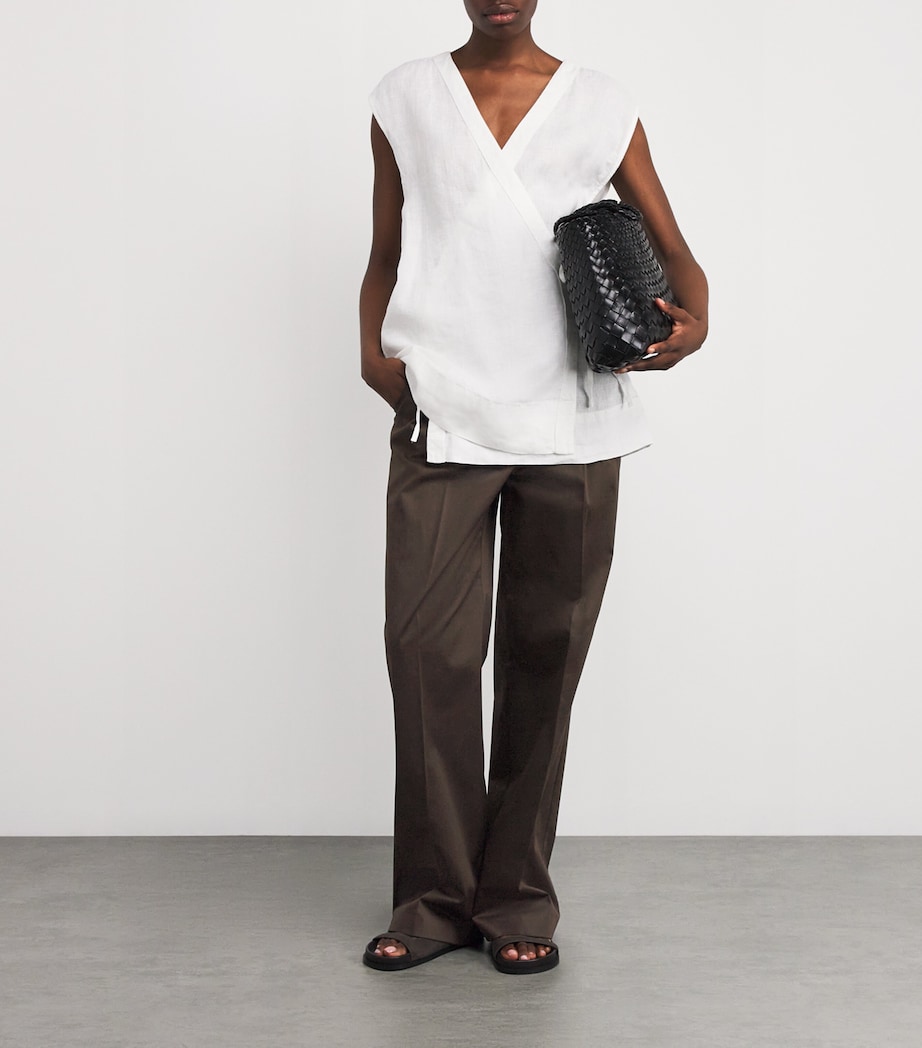 Stretch-Cotton Satin Trousers COCOA Image 2