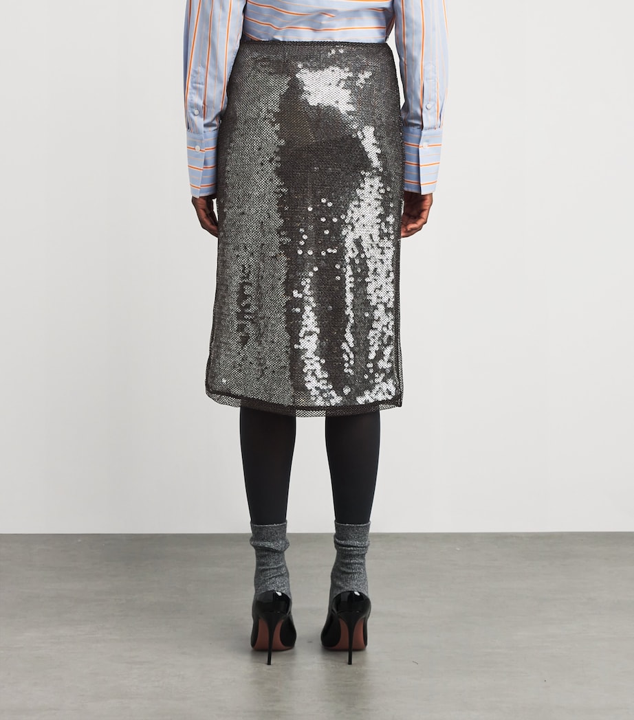 Sequin Façade Midi Skirt DBLK BLACK Image 4
