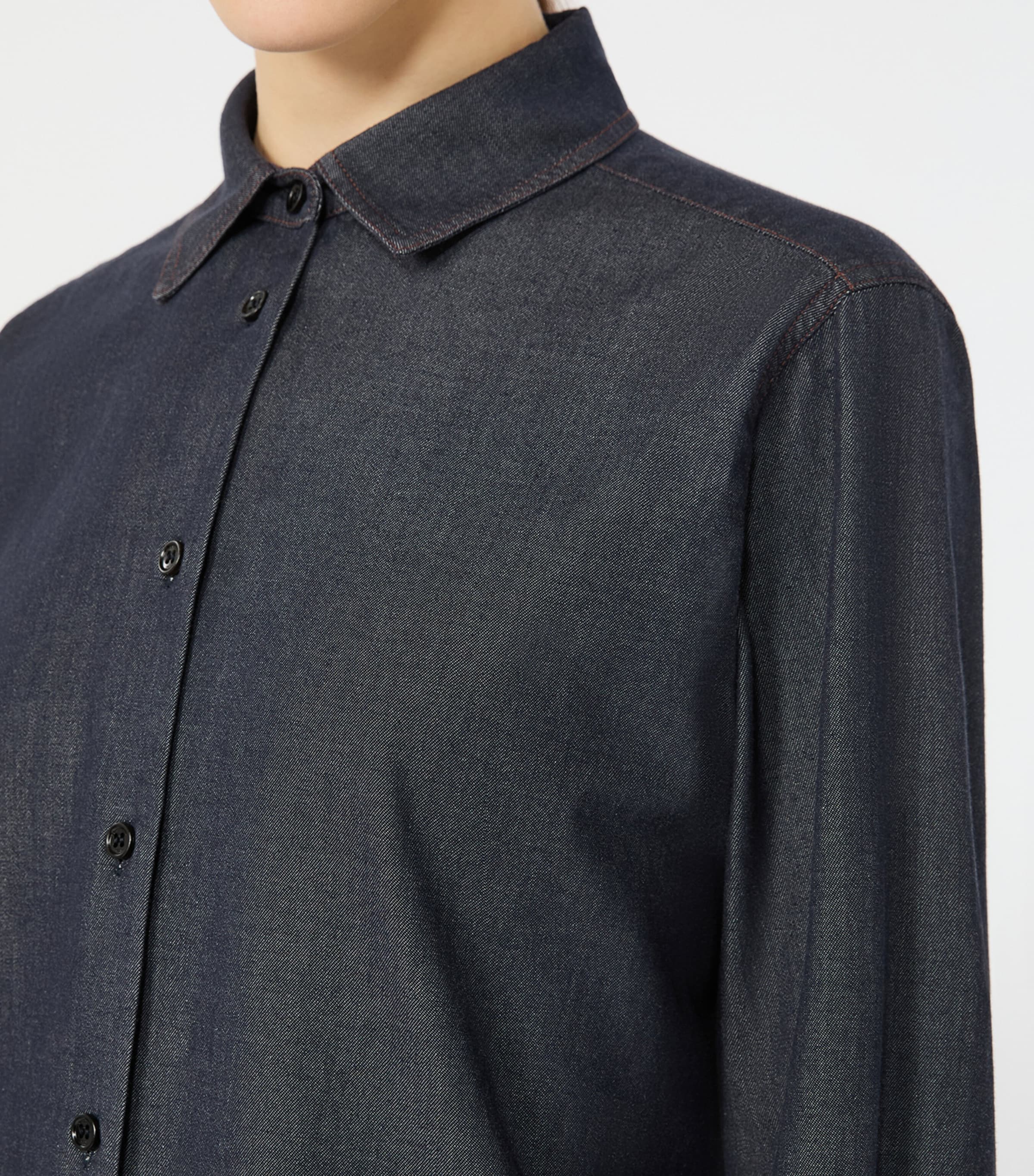 Max Mara Womens Point-Collar Denim Shirt Ultramarine Image 5