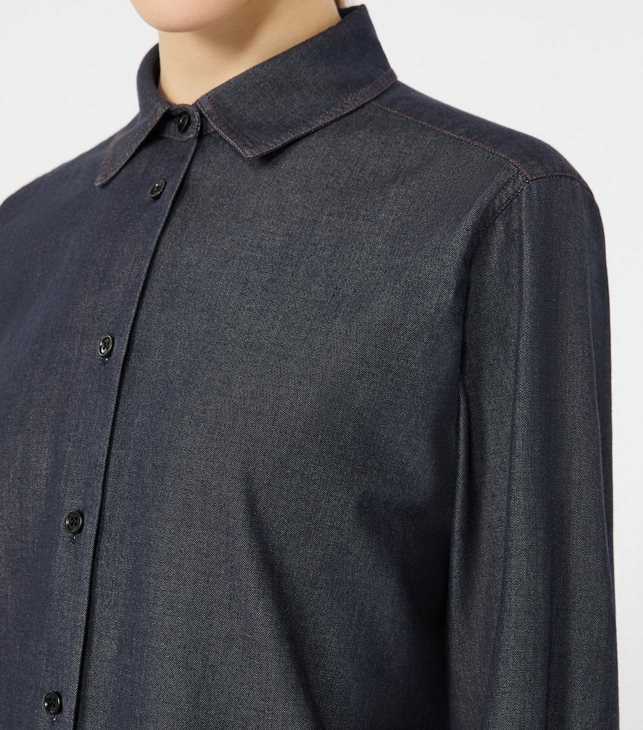 Max Mara Womens Point-Collar Denim Shirt Ultramarine Image 5
