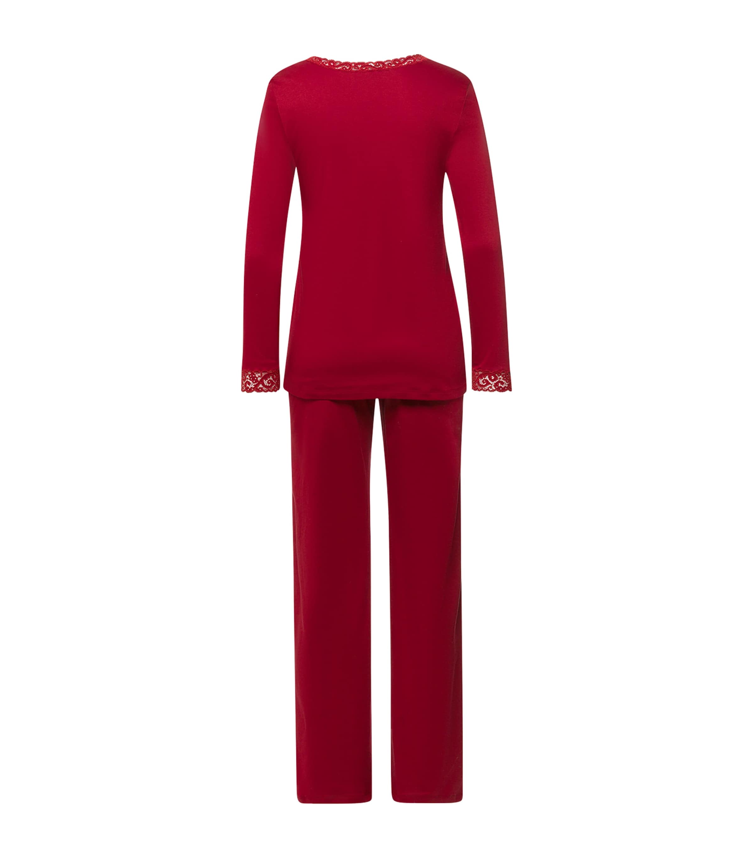 Cotton Lace-Trim Pyjama Set RED DAHLIA Image 2