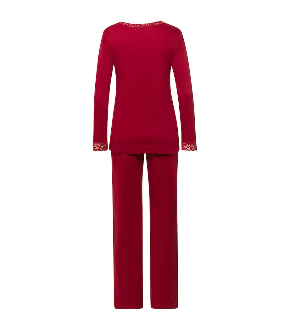 Cotton Lace-Trim Pyjama Set RED DAHLIA Image 2