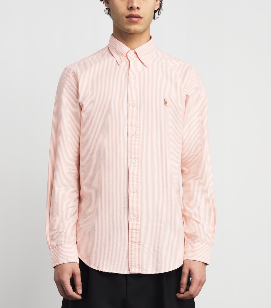 Cotton Striped Oxford Shirt 6636C KNA ORNGE/WHT Image 3