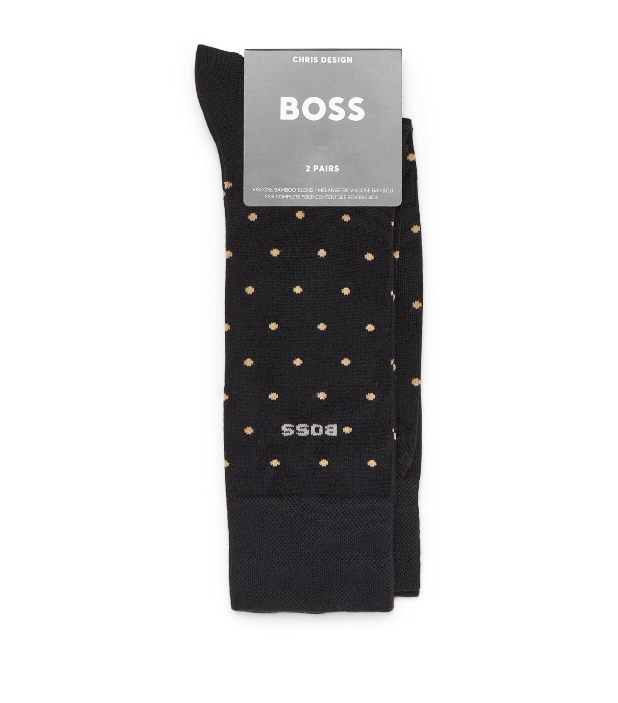 BOSS Mens Patterned Logo Socks (Pack of 2) Black Image 1