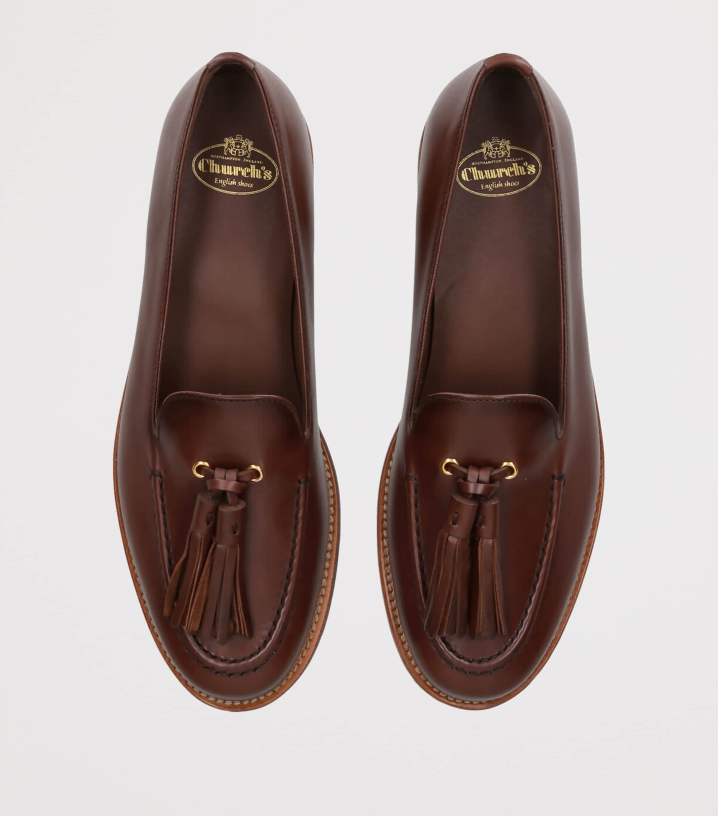Leather Tassel Loafers BROWN Image 4