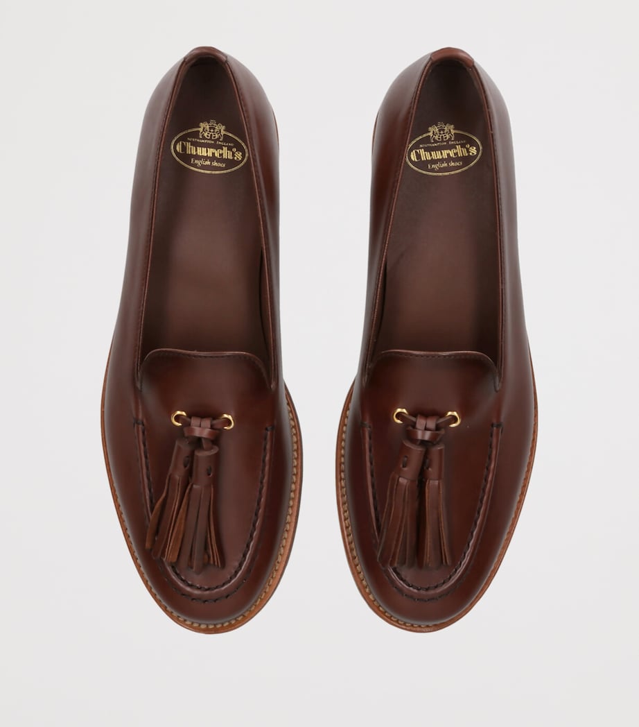 Leather Tassel Loafers BROWN Image 4