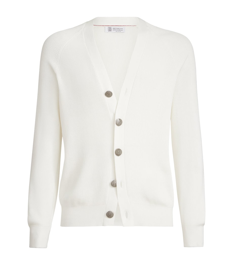 Brunello Cucinelli Mens Ribbed Cotton Cardigan Image 1
