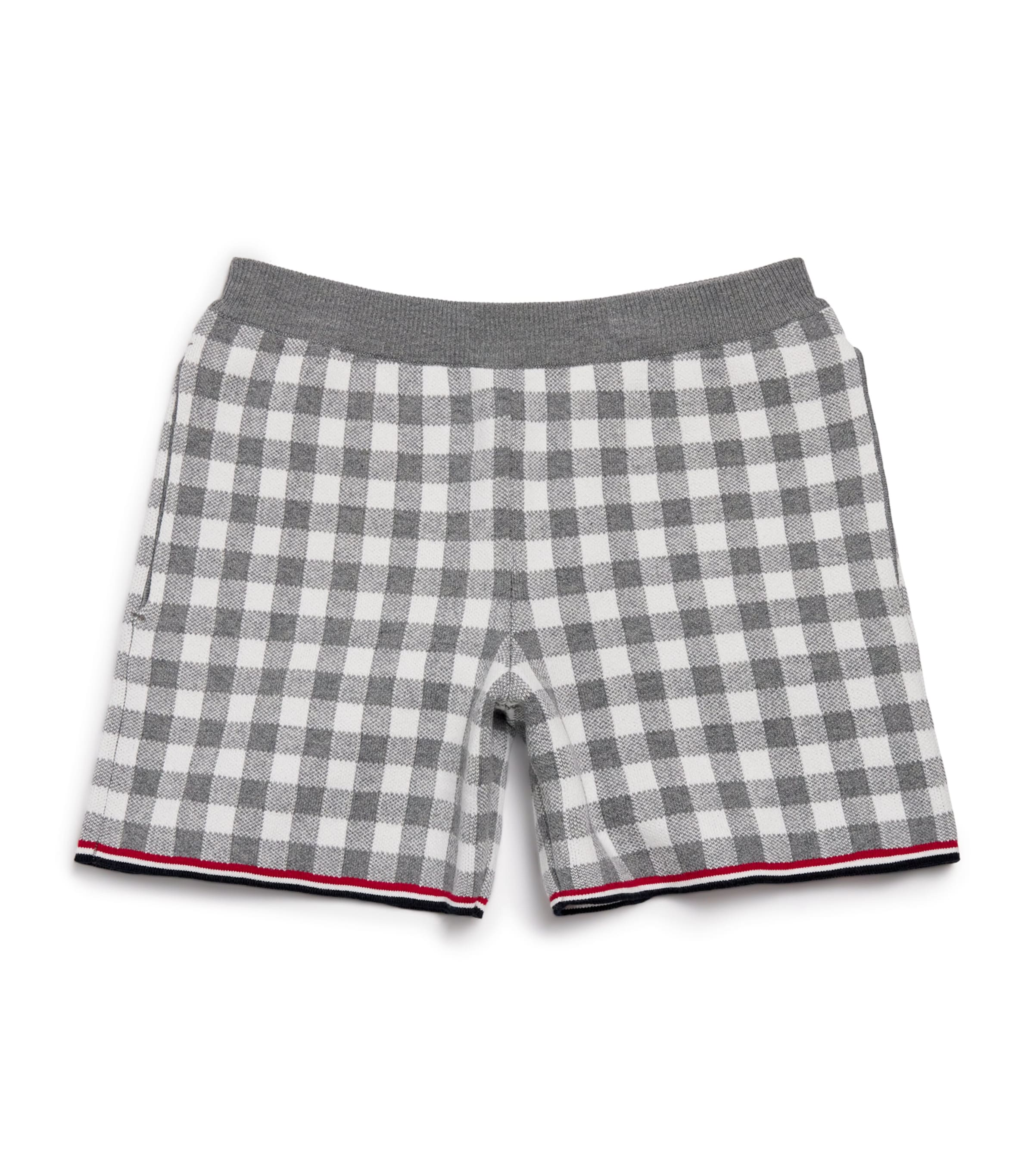 Thom Browne Gingham Split-hem Shorts In Gray