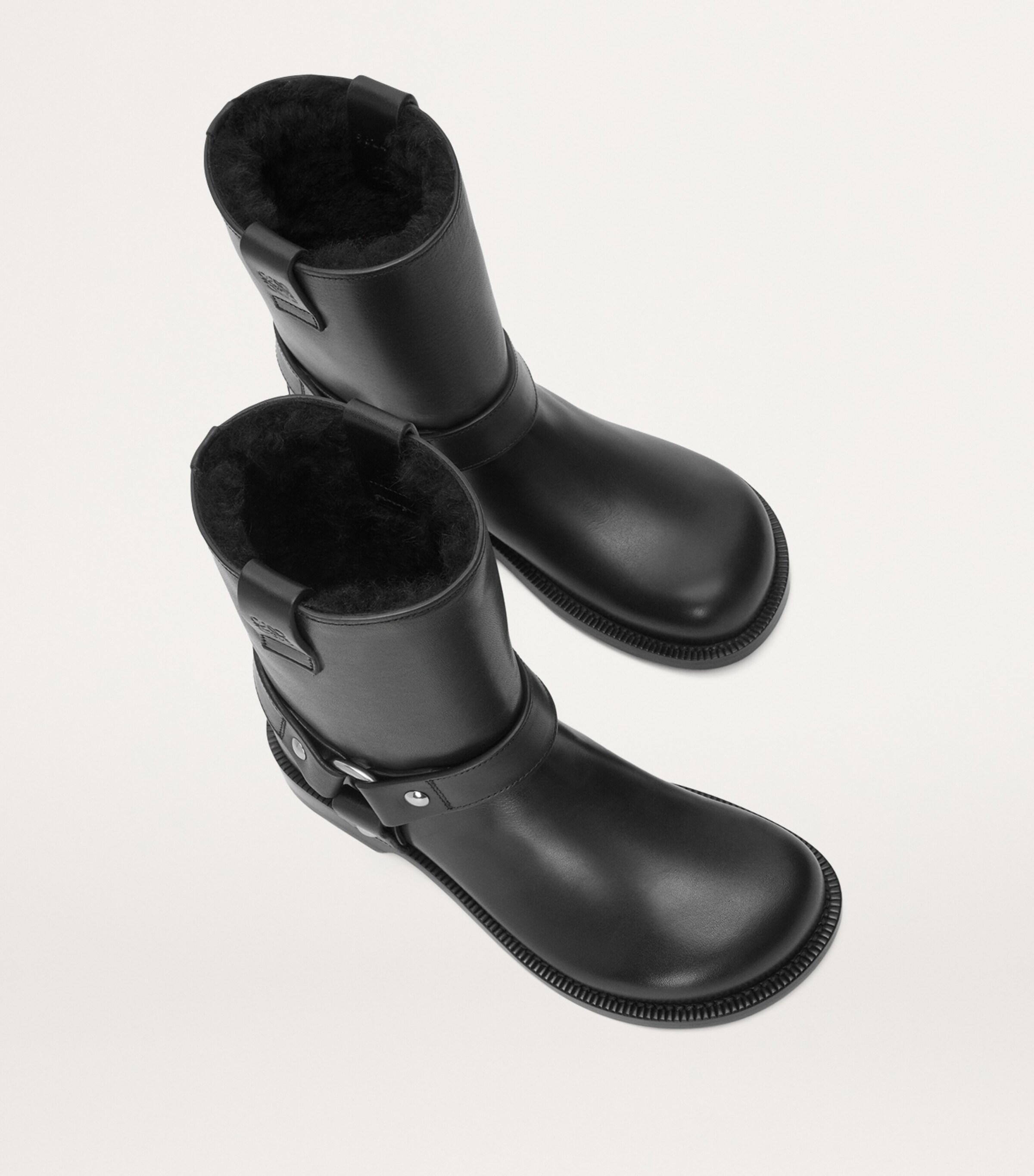 LOEWE Leather Shearling-Lined Biker Boots | Harrods US