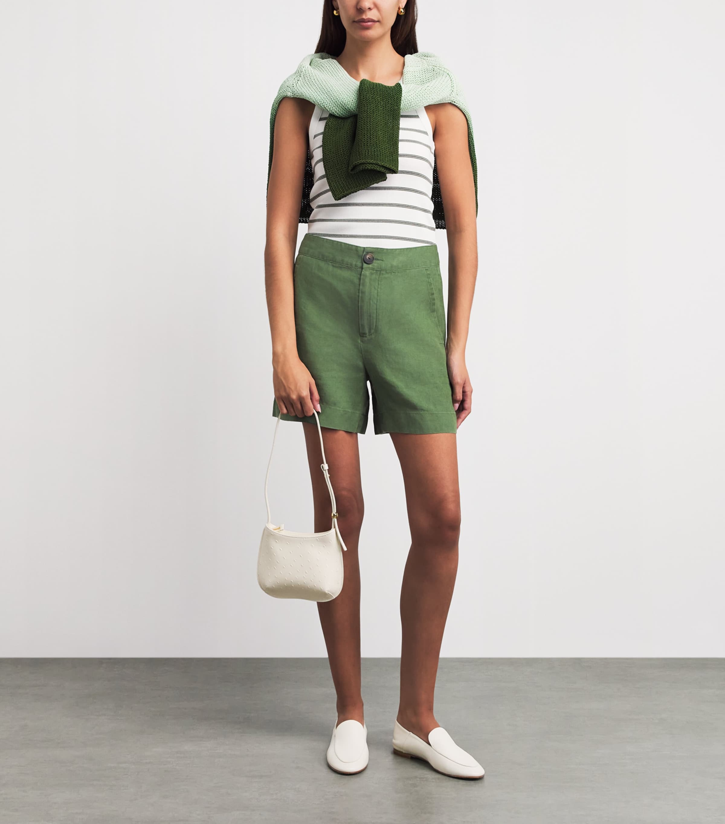 Vince Womens Hemp Bermuda Shorts Herb Image 2