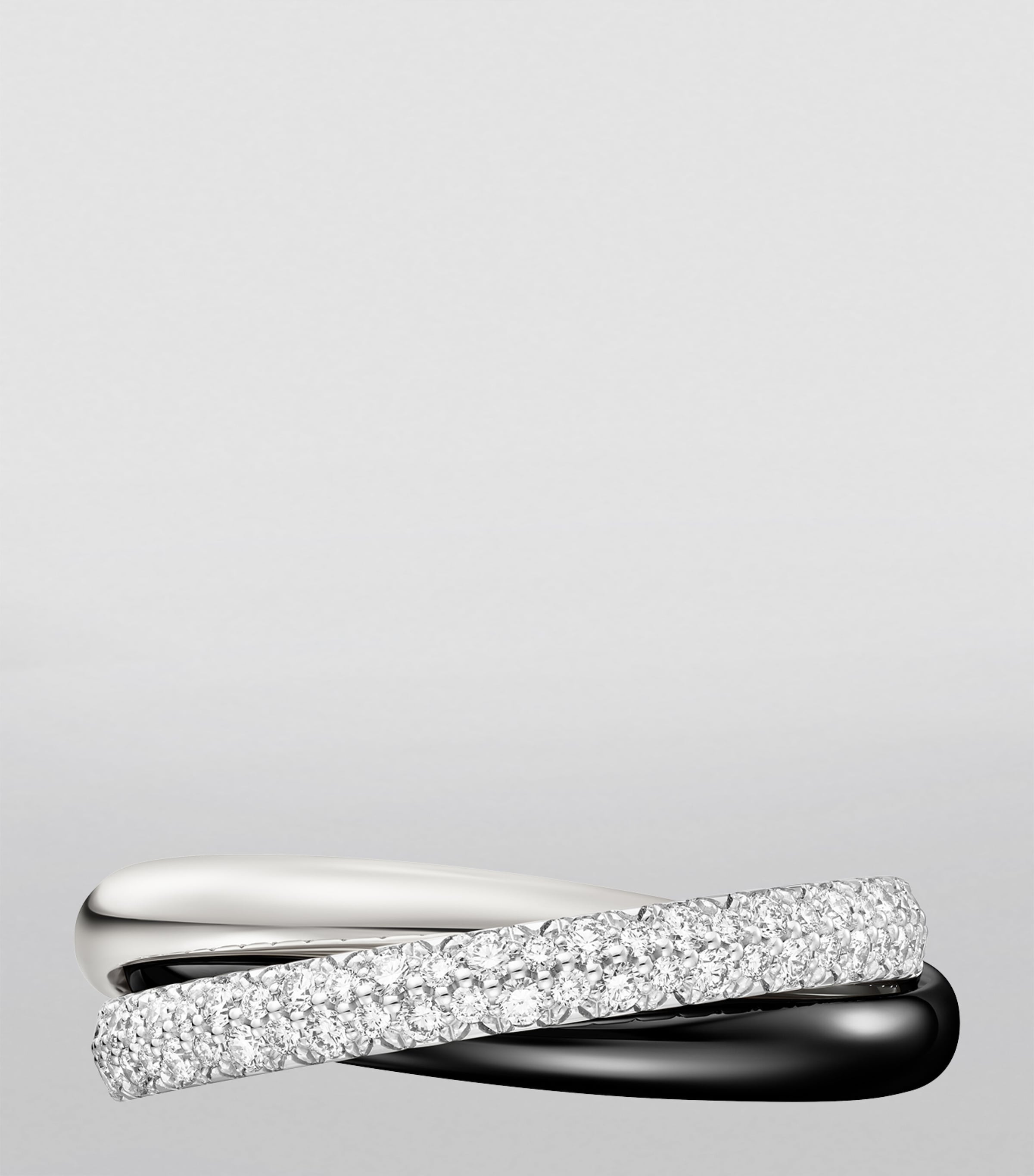 Small White Gold, Ceramic and Diamond Trinity Ring WHITE GOLD Image 3