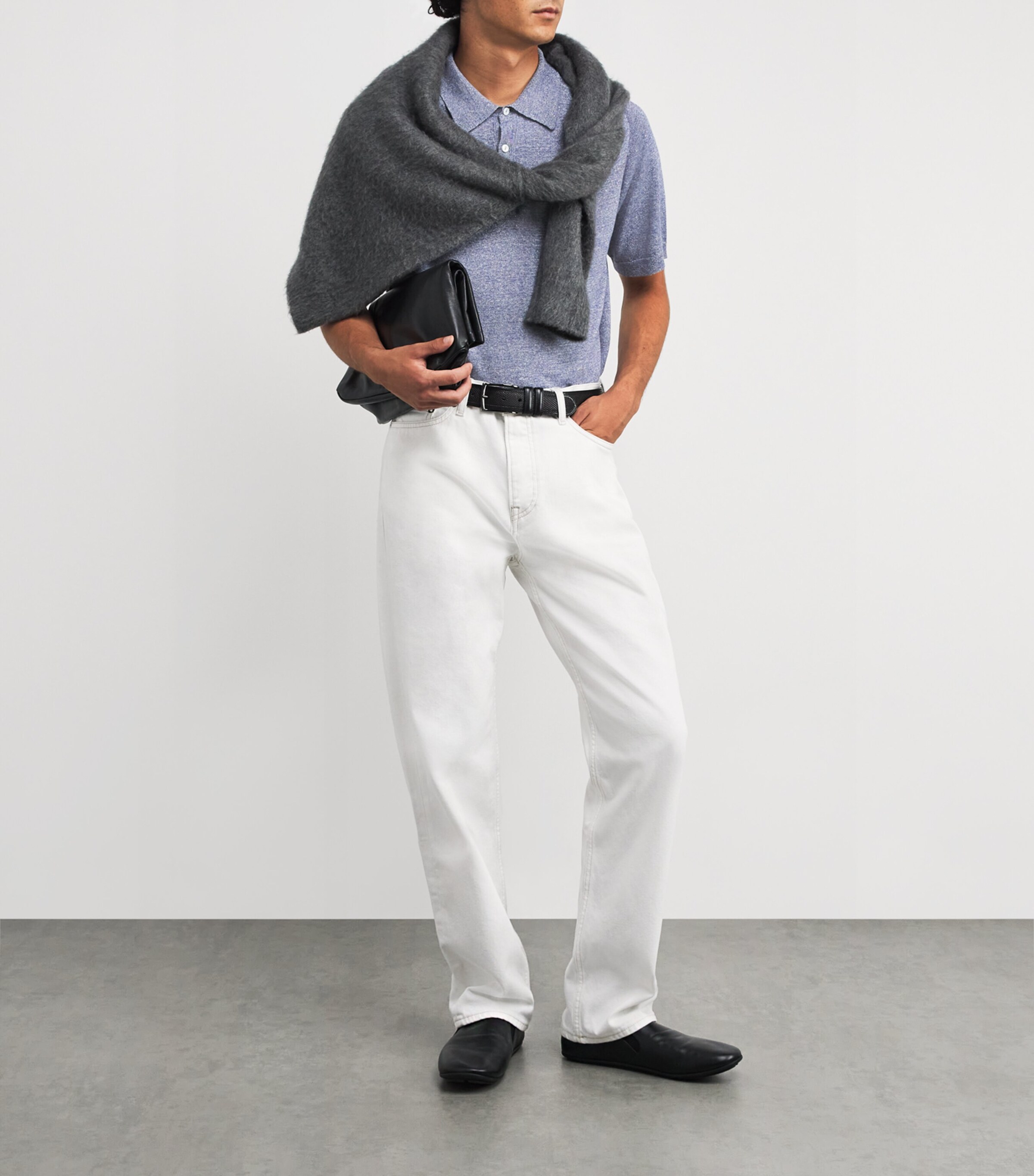 Eton Mens Cotton-Linen Polo Shirt Dark Blue Image 2