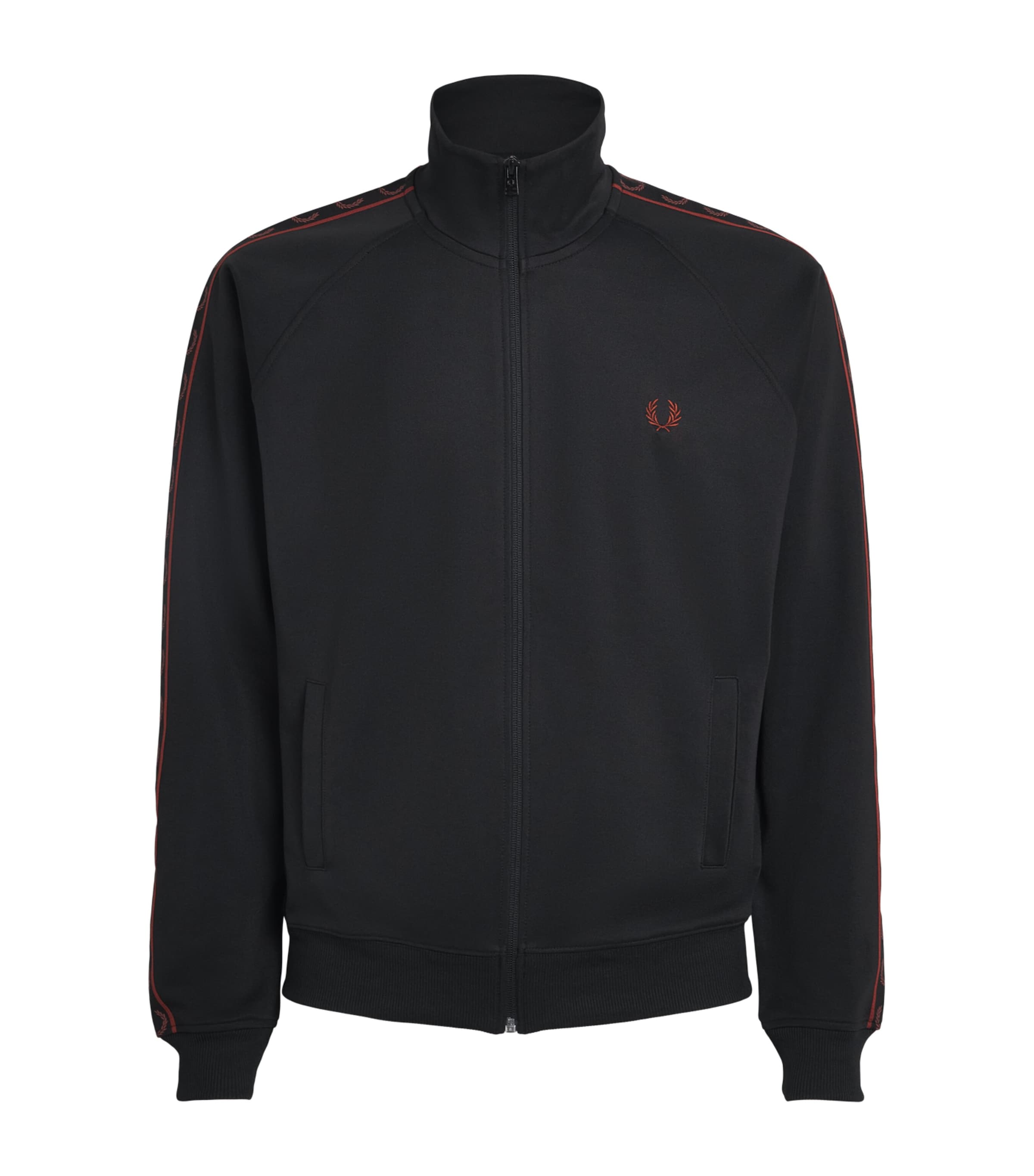 Fred Perry Mens Contrast Tape Track Jacket Black Image 1
