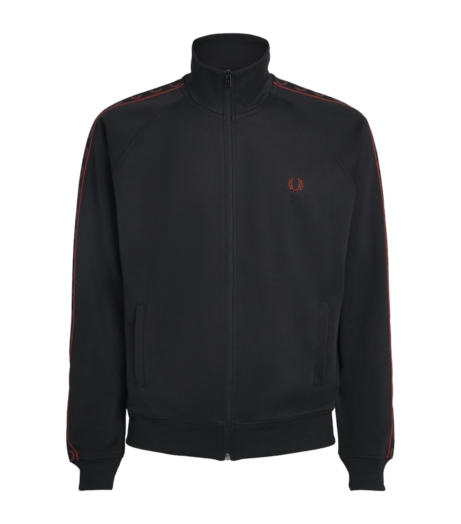 Fred Perry Mens Contrast Tape Track Jacket Black Image 1