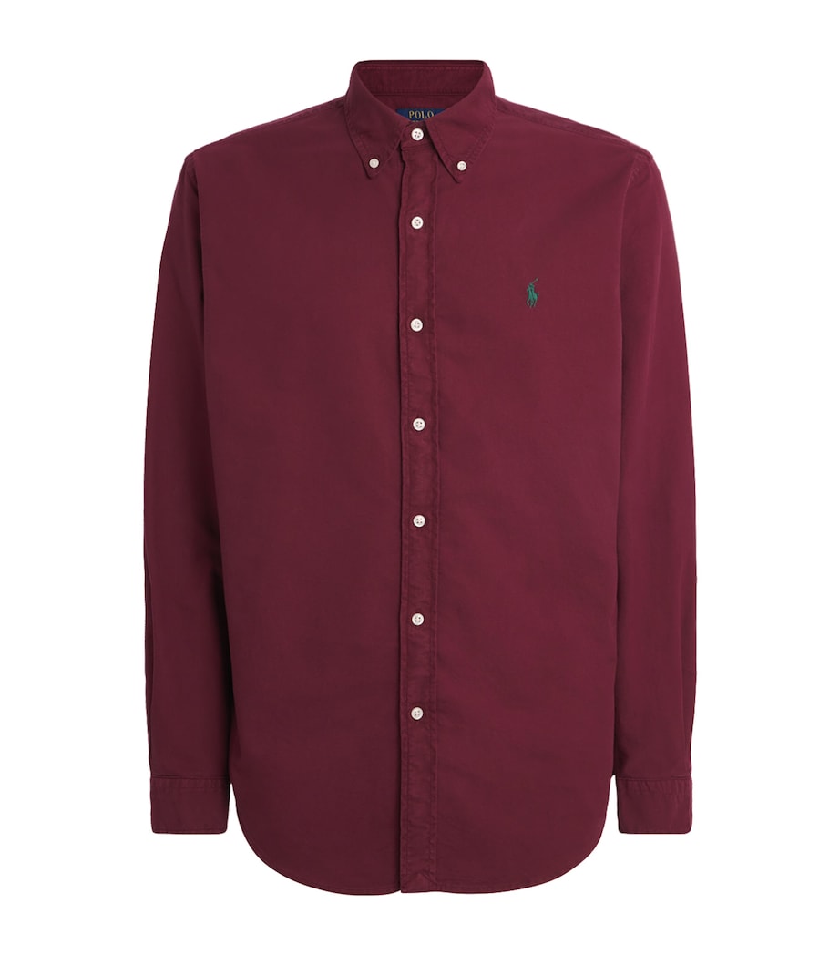 Polo Ralph Lauren Mens Garment-Dyed Oxford Shirt Classic Wine Image 1
