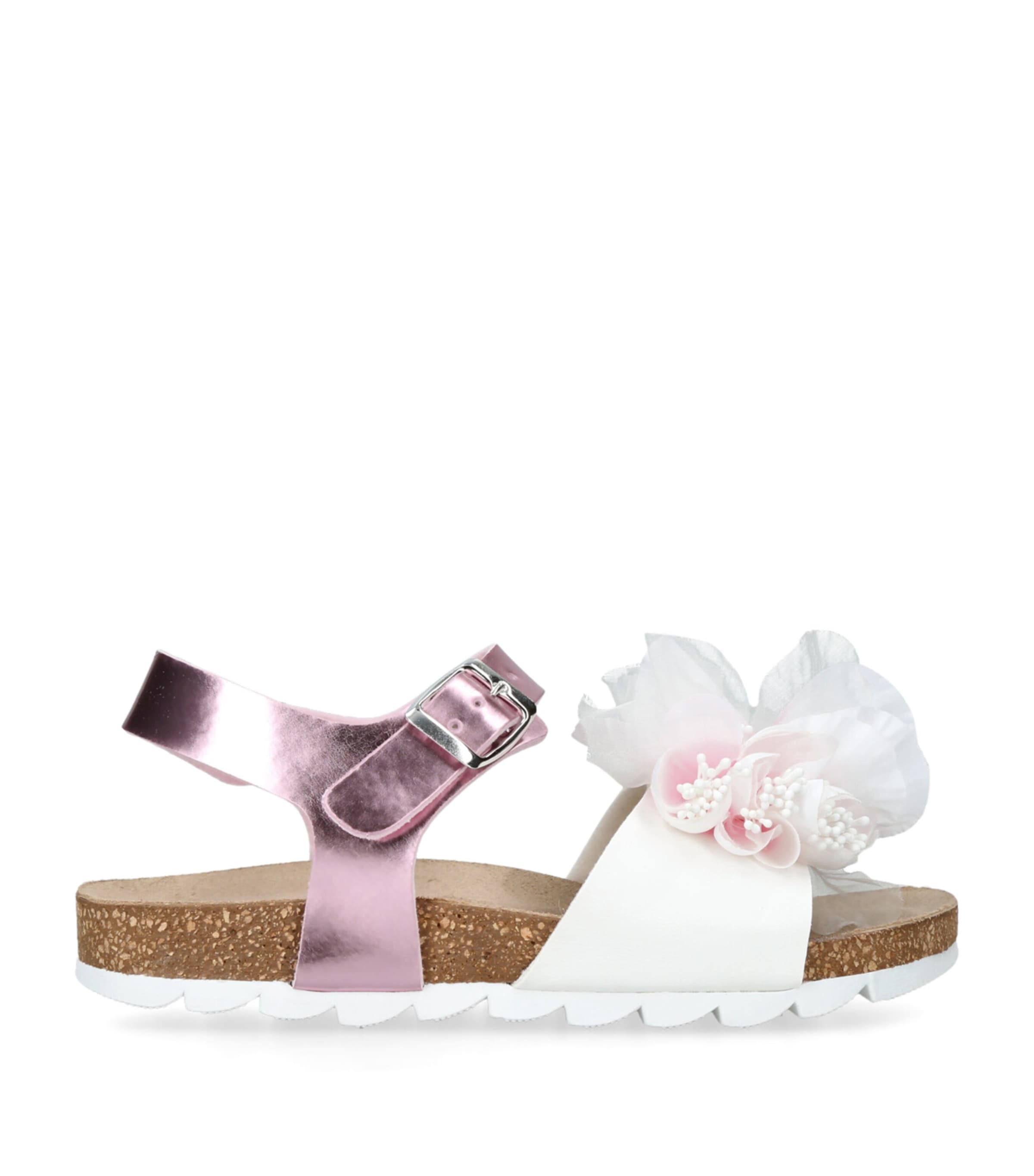 Shop Monnalisa Embellished Metallic Sandals In Pink
