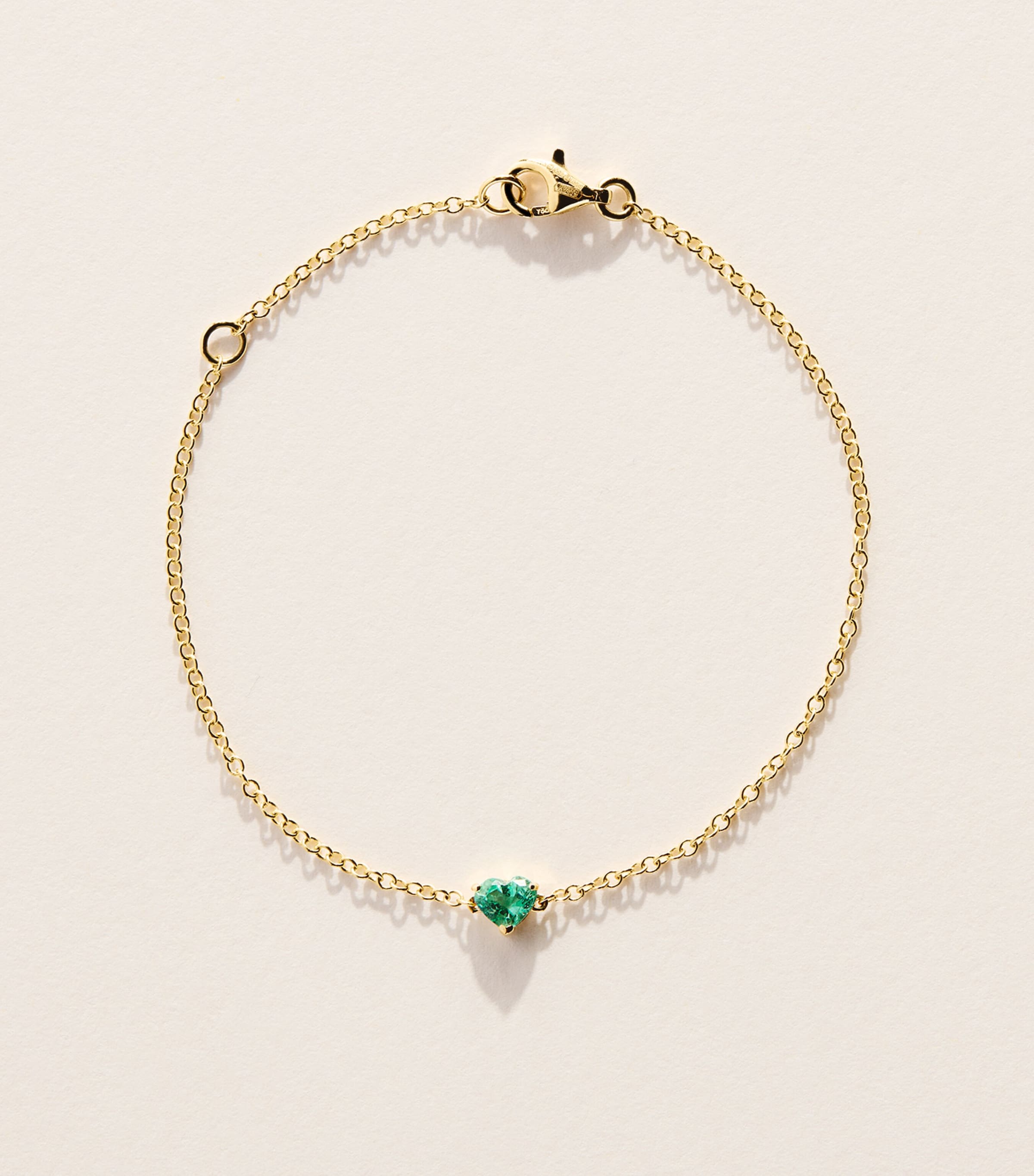 SHAY Yellow Gold and Emerald Baby Heart Bracelet Yellow Gold Image 1