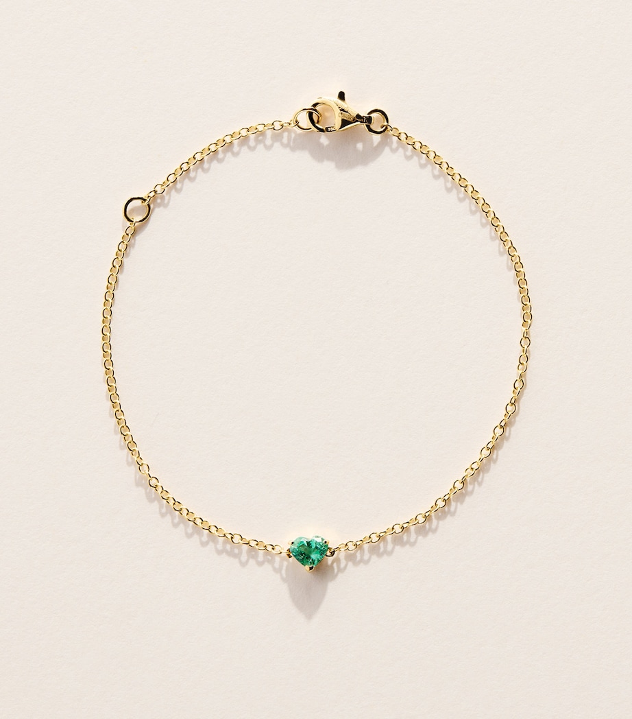 SHAY Yellow Gold and Emerald Baby Heart Bracelet Yellow Gold Image 1