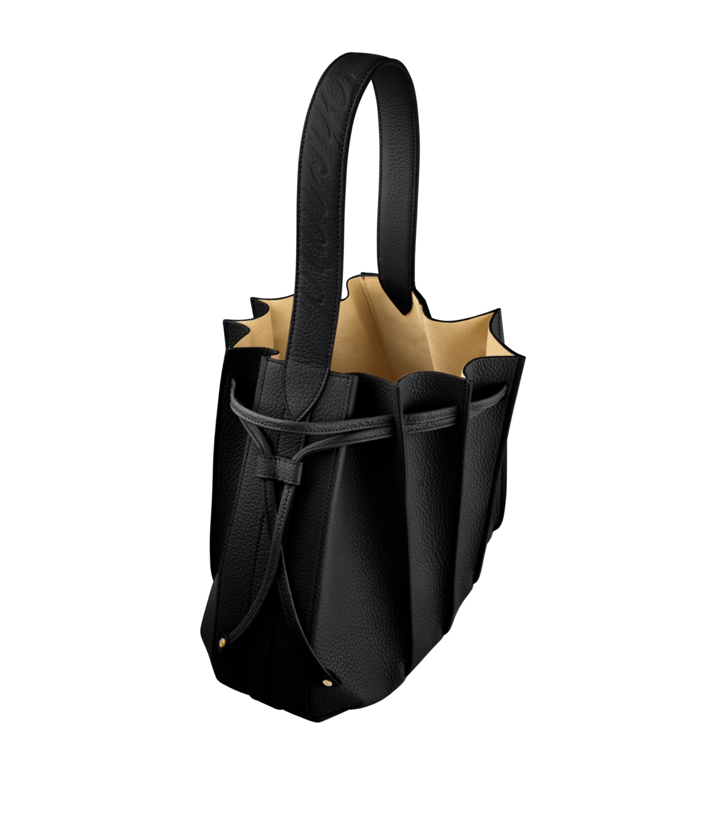 Leather Gem Bucket Bag BLACK GRAINED Image 3