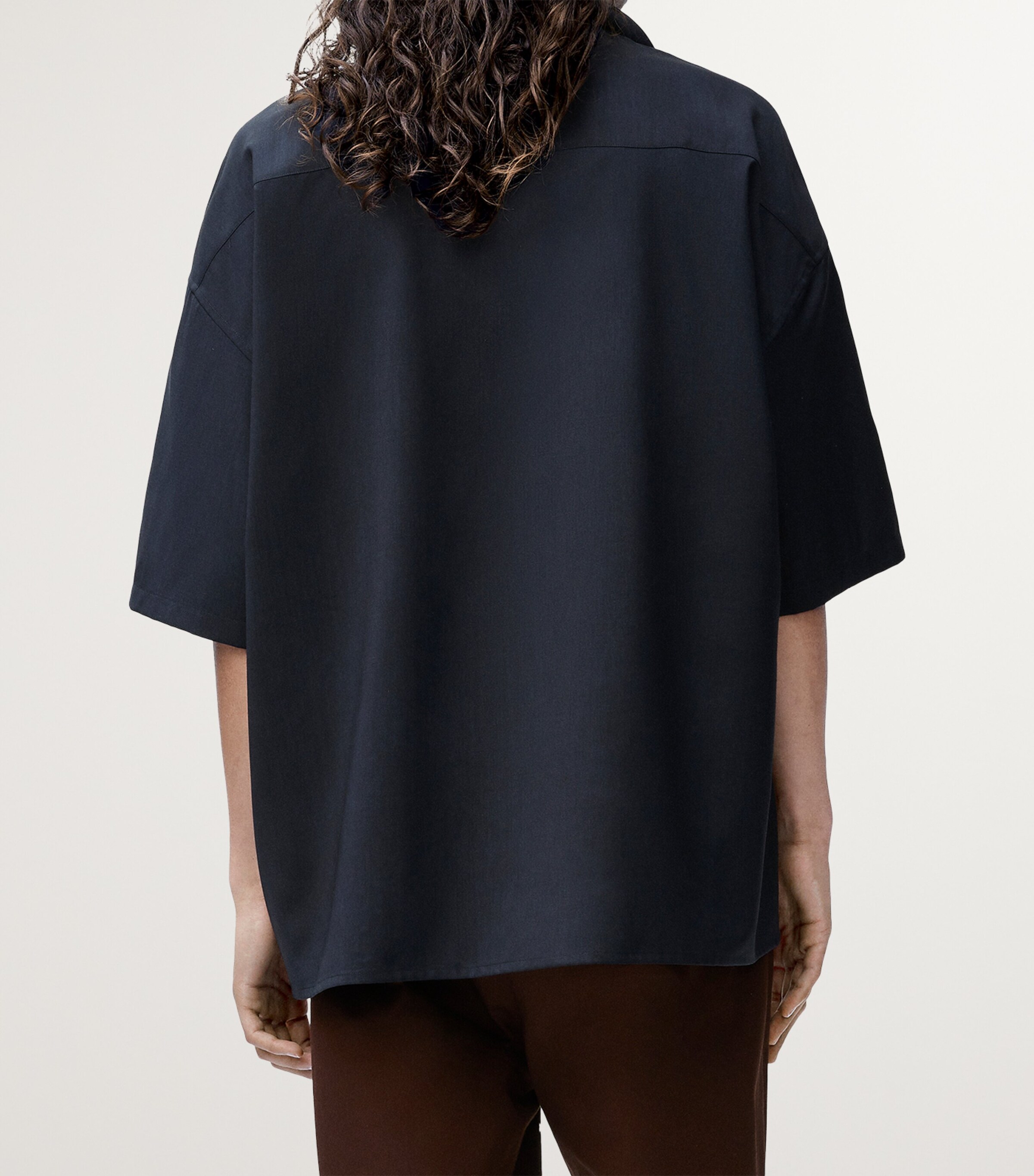 LOEWE Mens Oversized Short-Sleeve Shirt Dark Blue Image 4