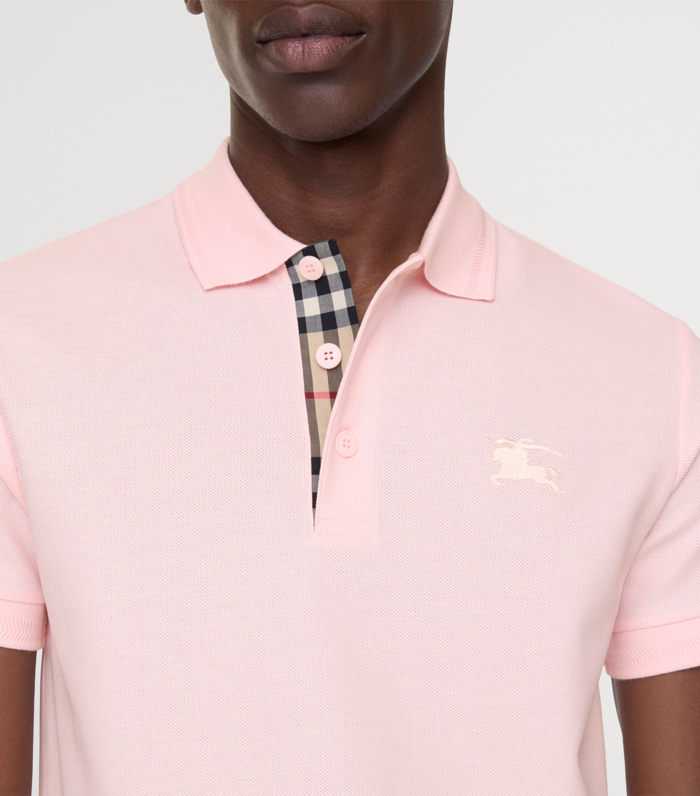 Burberry Mens Cotton Polo Shirt Mallow Pink Image 3