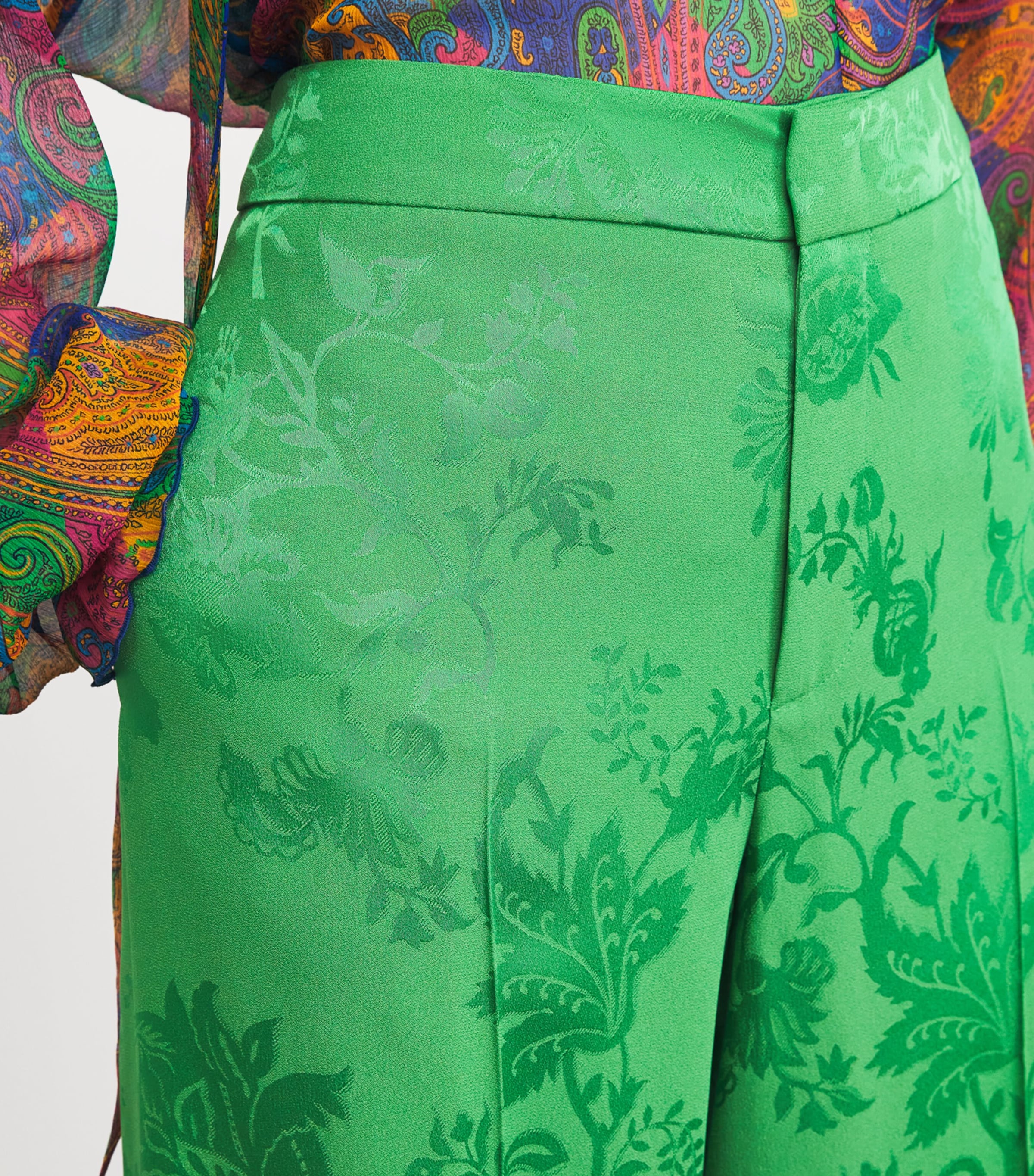 Satin Floral Wide-Leg Trousers V0396 Image 6