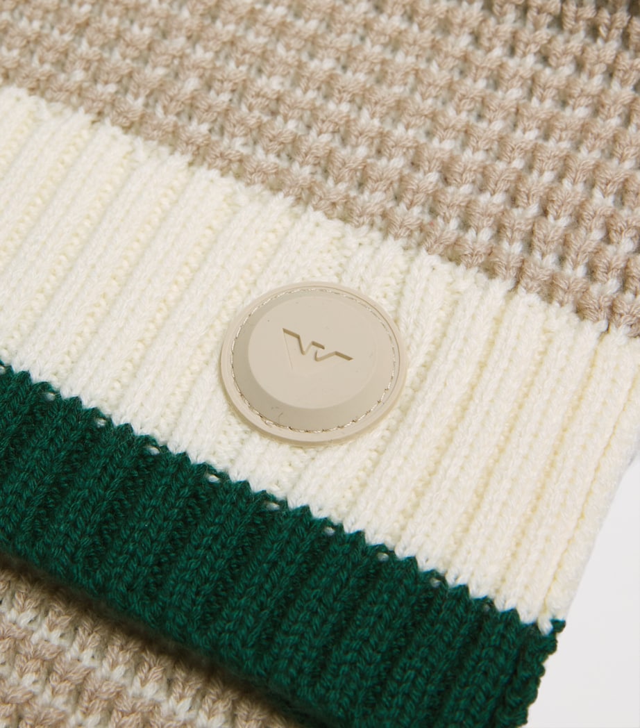 Virgin Wool-Blend Scarf F1020FANT ECRU/GREEN Image 2