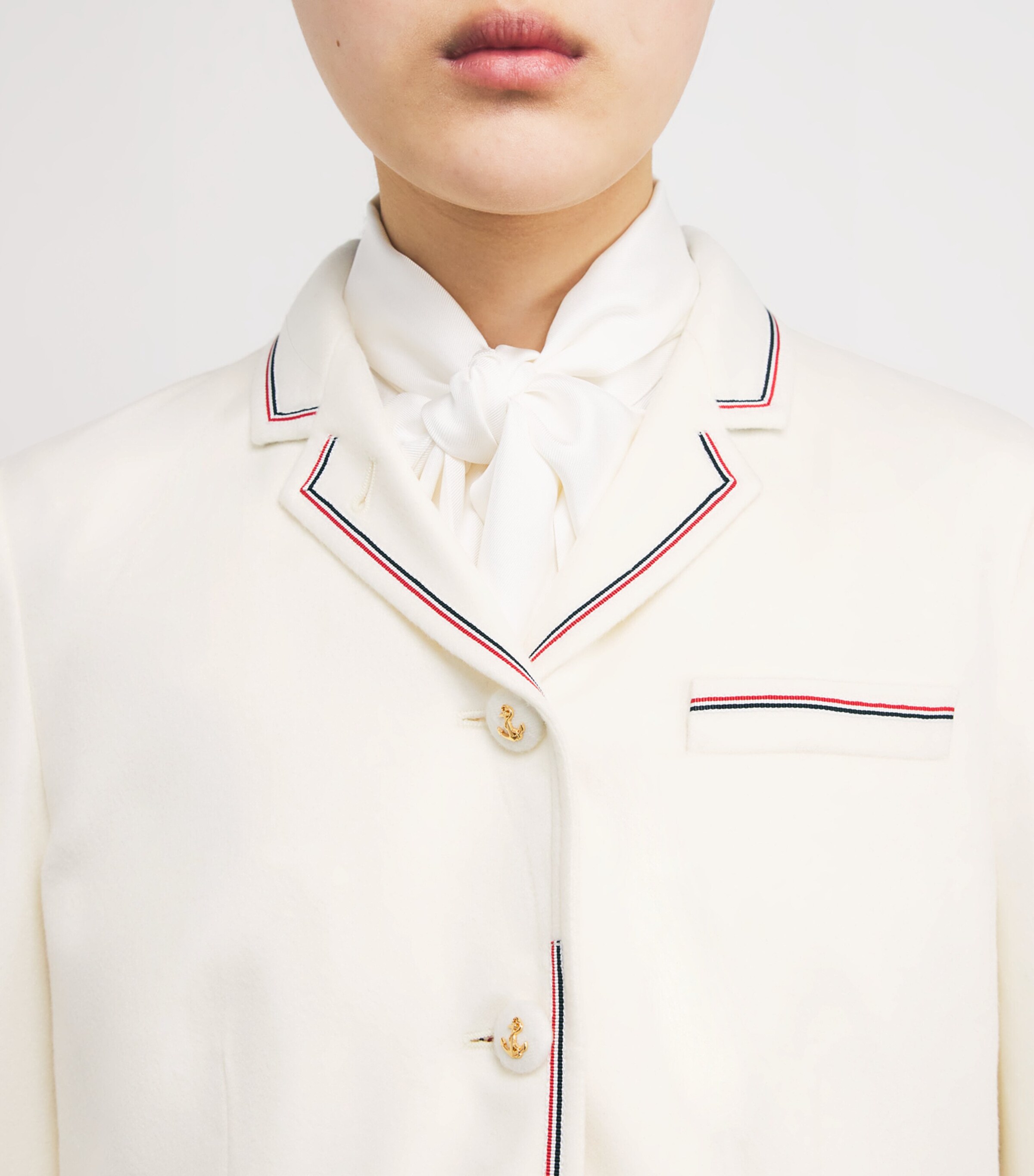 Cashmere Tricolour-Stripe Blazer WHITE Image 7