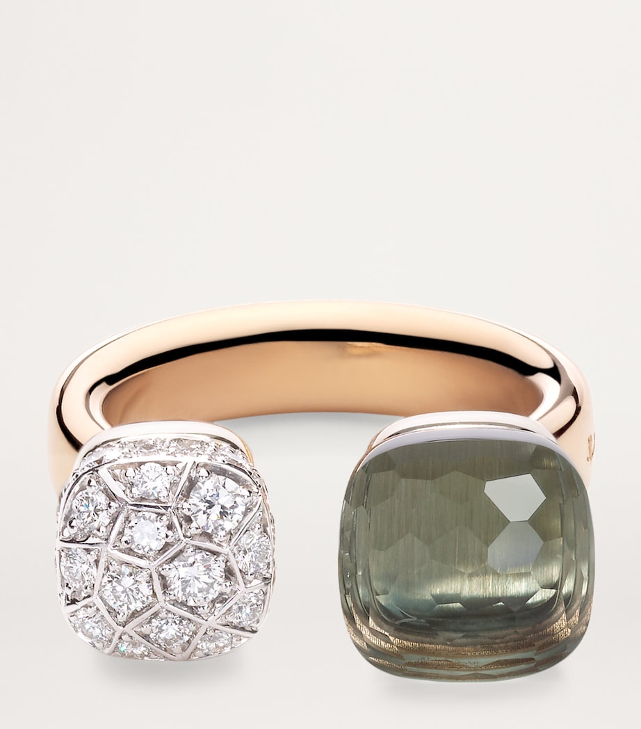 Mixed Gold Diamond and Prasiolite Nudo Ring DB0PA Image 5