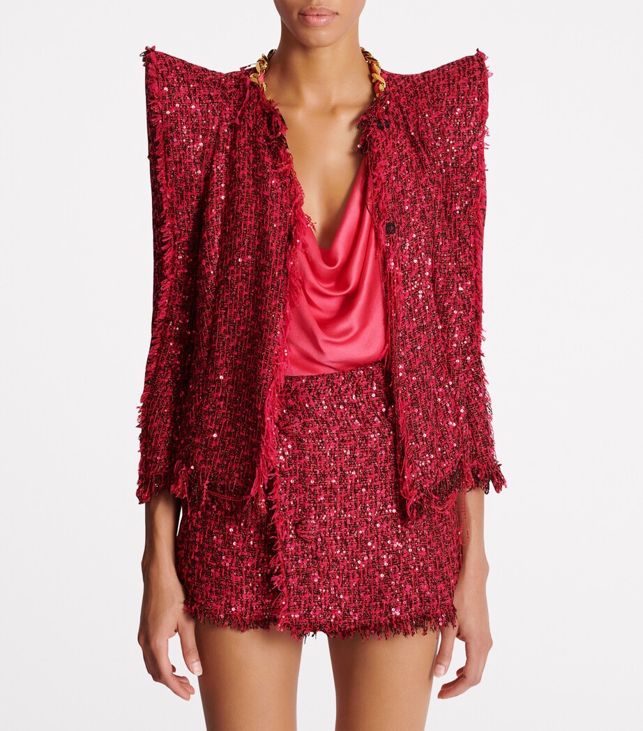 Tweed Sequin-Embellished Jacket 4PK FUCHSIA VIF Image 4