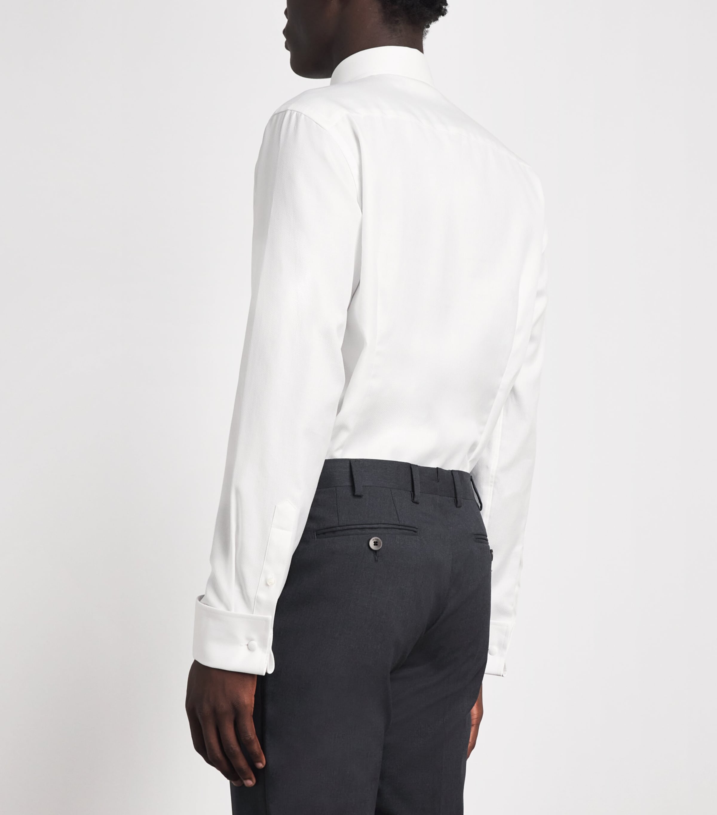 Eton Mens Cotton Herringbone Slim-Fit Shirt White Image 5