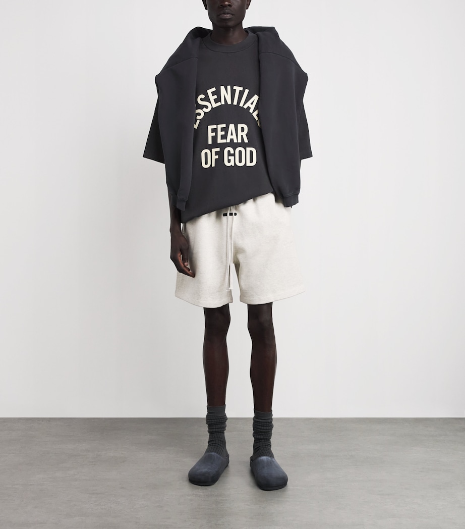FEAR OF GOD ESSENTIALS Mens Oversized Logo Campus T-Shirt Faded Black Image 2