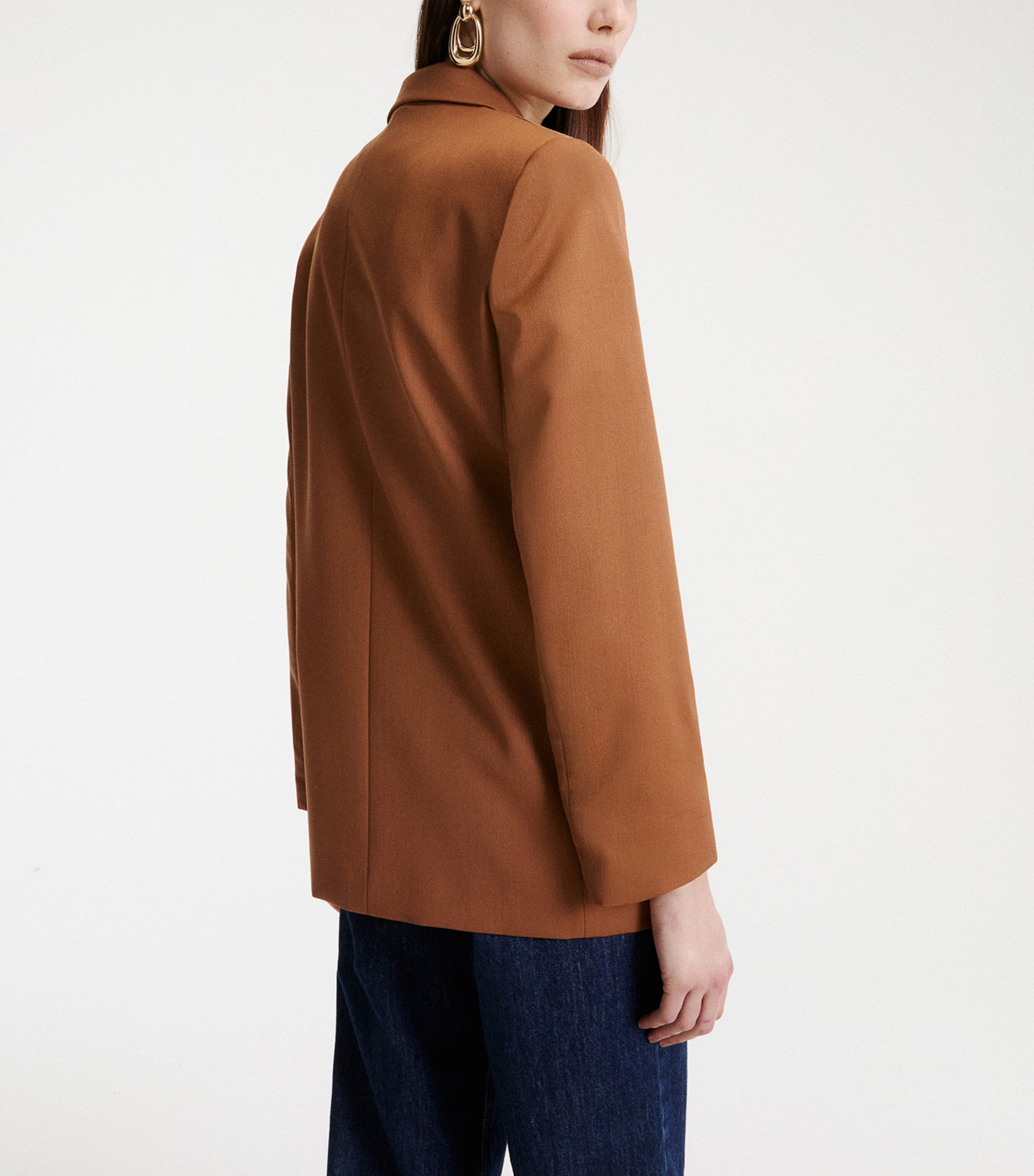 Marella Womens Gabardine Blazer Tobacco Brown Image 3