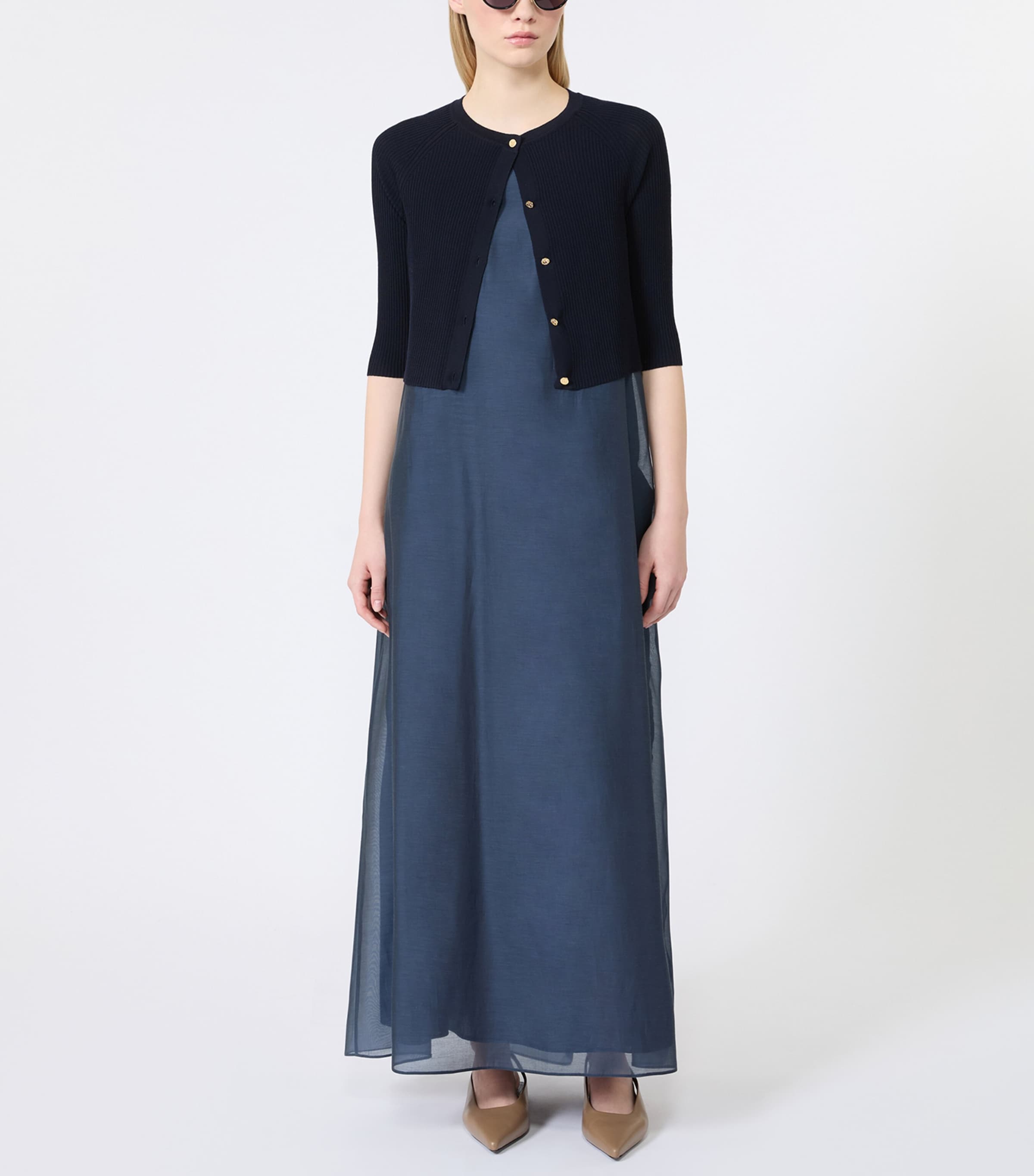 Max Mara Womens Virgin Wool Cropped Cardigan Ultramarine Image 2
