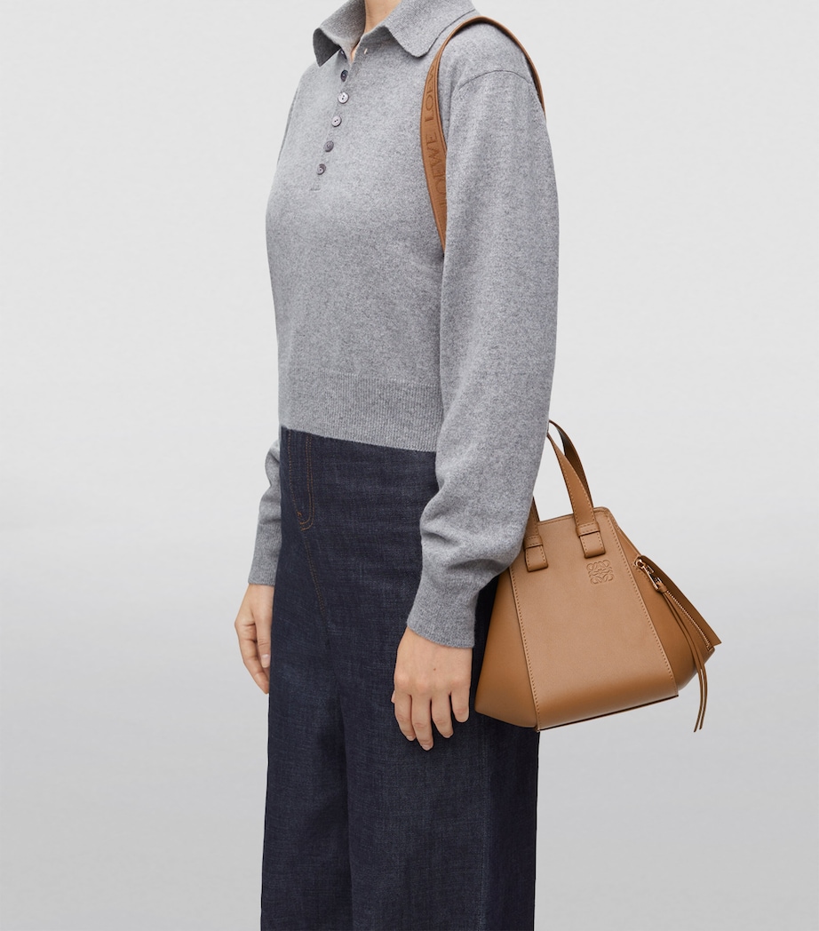 Leather Compact Hammock Top-Handle Bag OAK Image 9