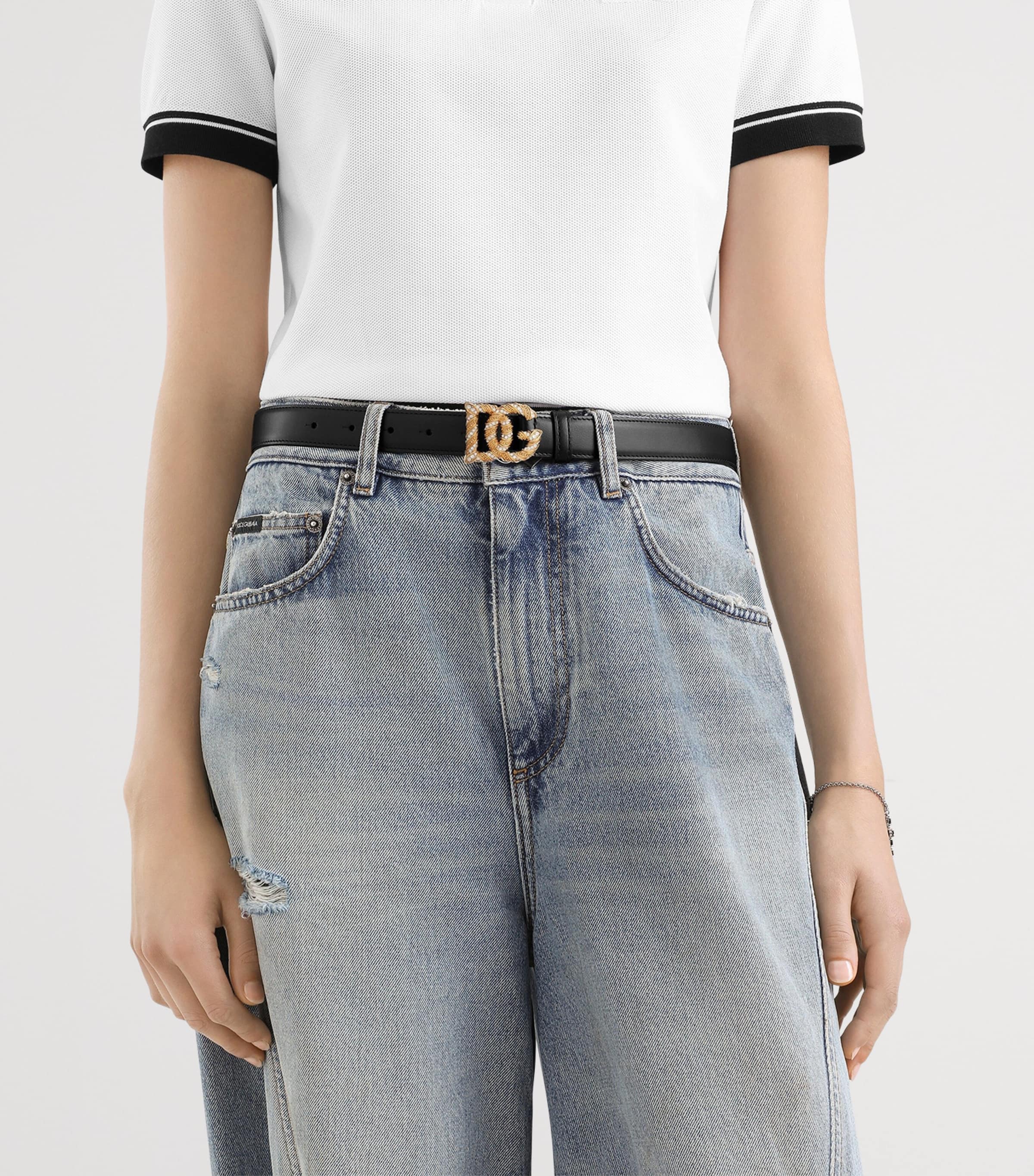 Calfskin Logo Belt 80999-BLACK Image 2