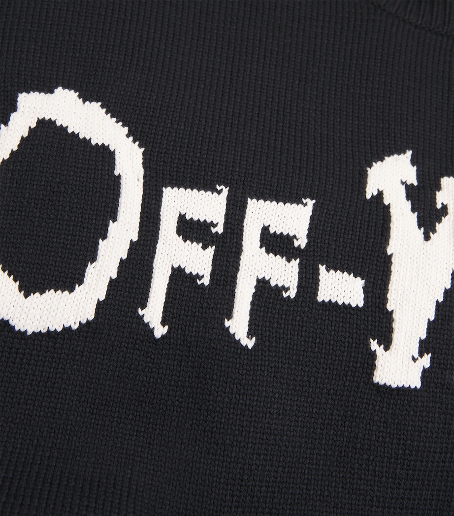 Off-White Mens Cotton-Blend Quote Sweater Black White Image 5