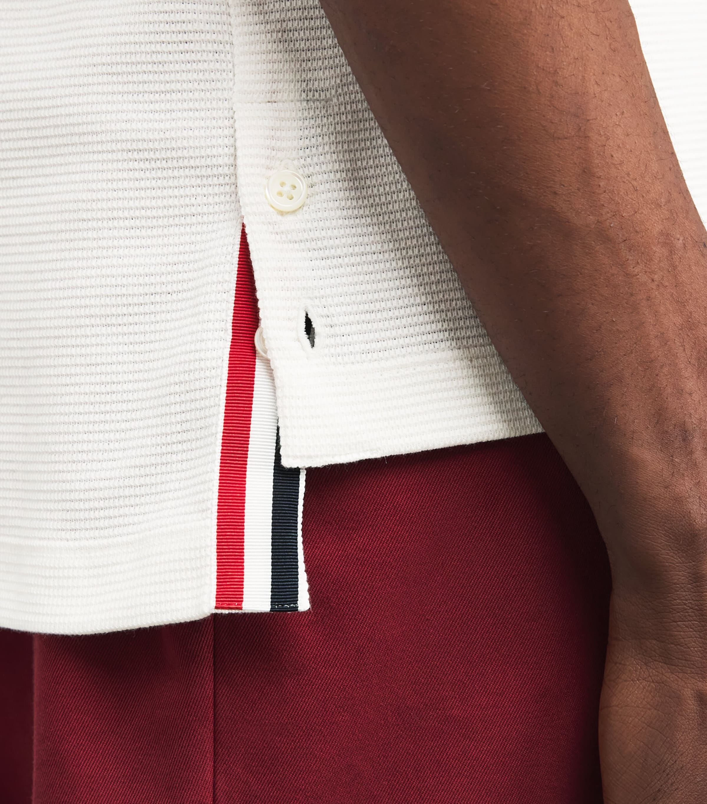 Cotton Rib-Cuff Polo Shirt NATURAL WHITE Image 6