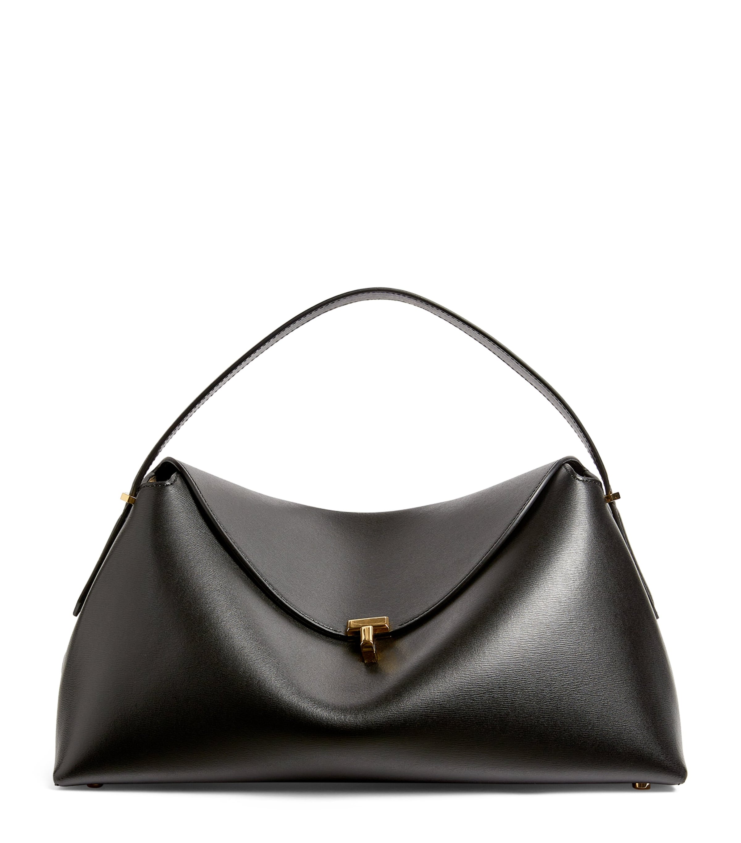 Shop Totême Leather T-lock Top-handle Bag In Black