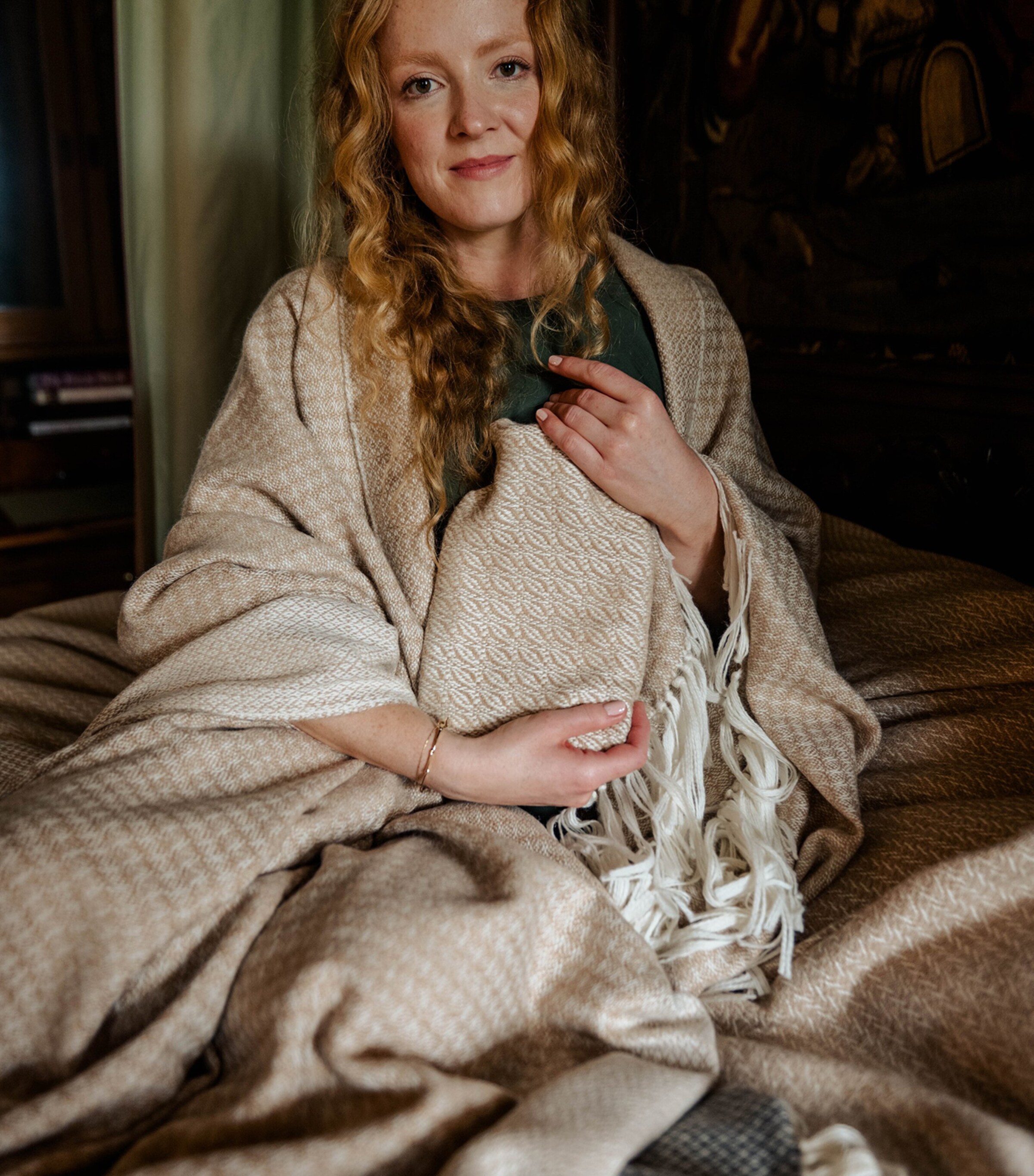 Araminta Campbell Small Alpaca-Blend Hot Water Bottle Caramel Image 2