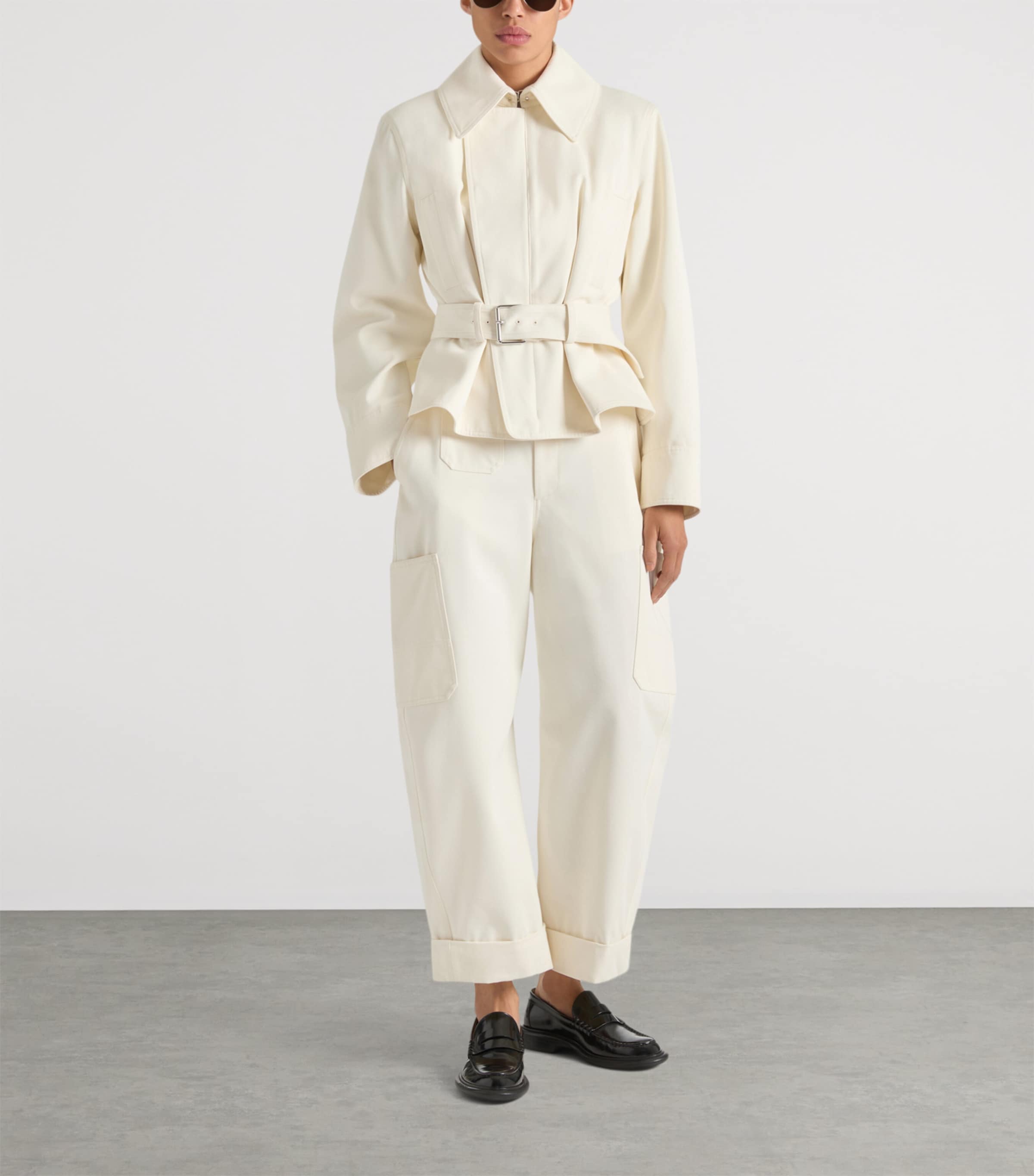 Cotton-Wool Belted Bomber Jacket IVORY Image 2