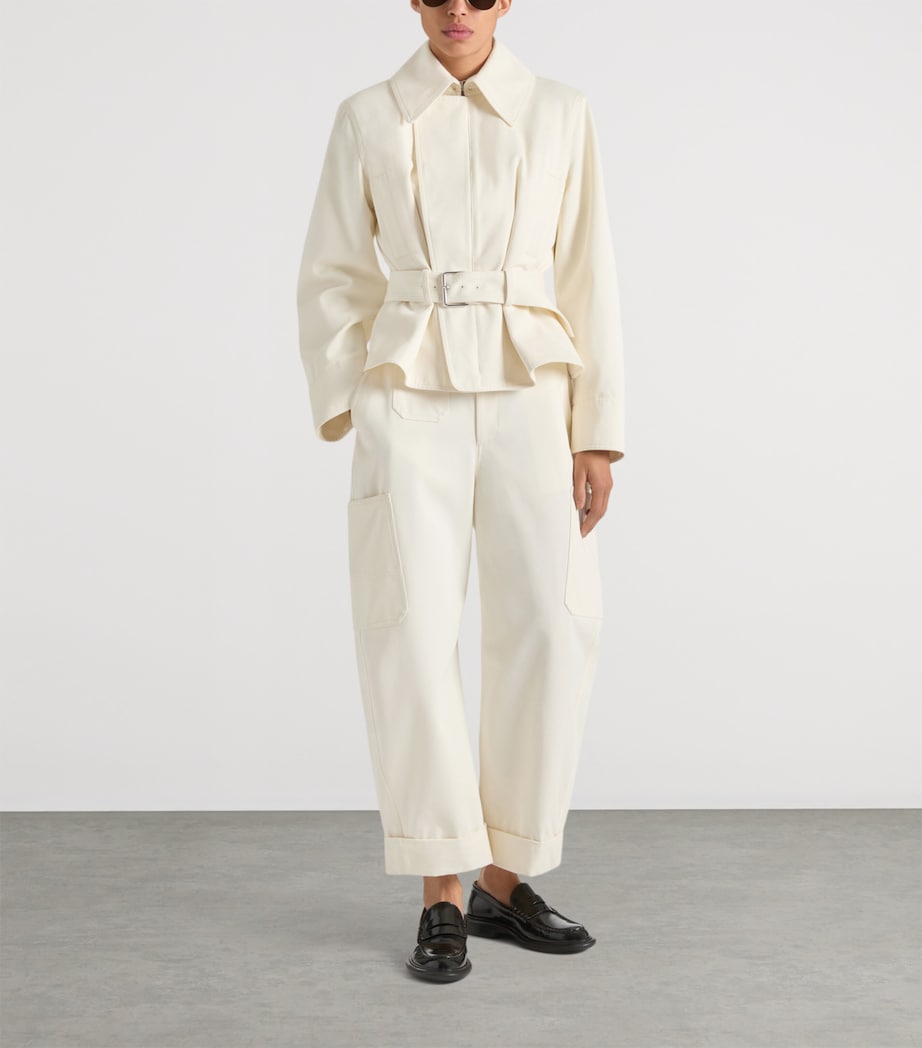 Cotton-Wool Belted Bomber Jacket IVORY Image 2