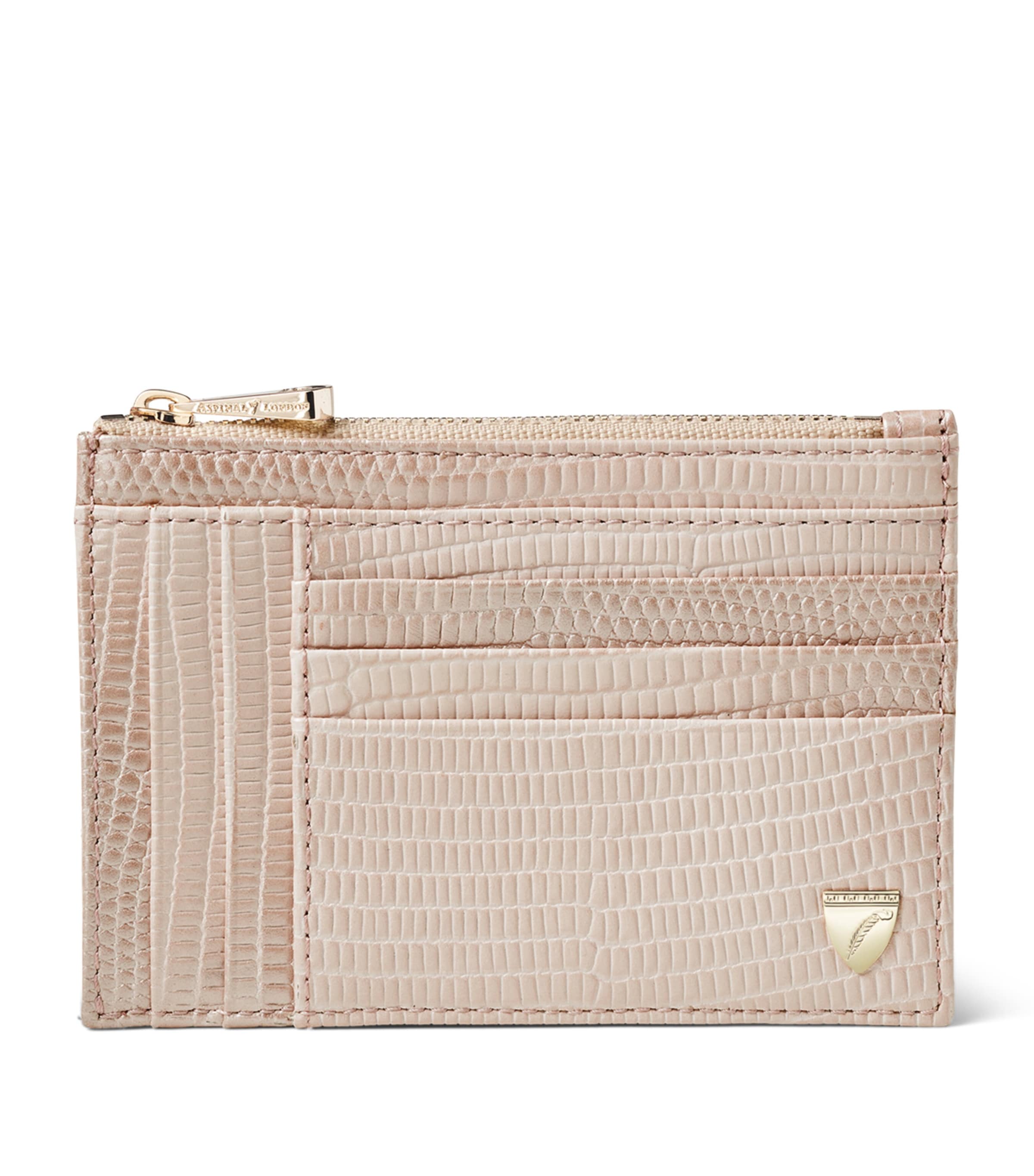 Aspinal Of London Leather Zipped Cardholder In Neutral