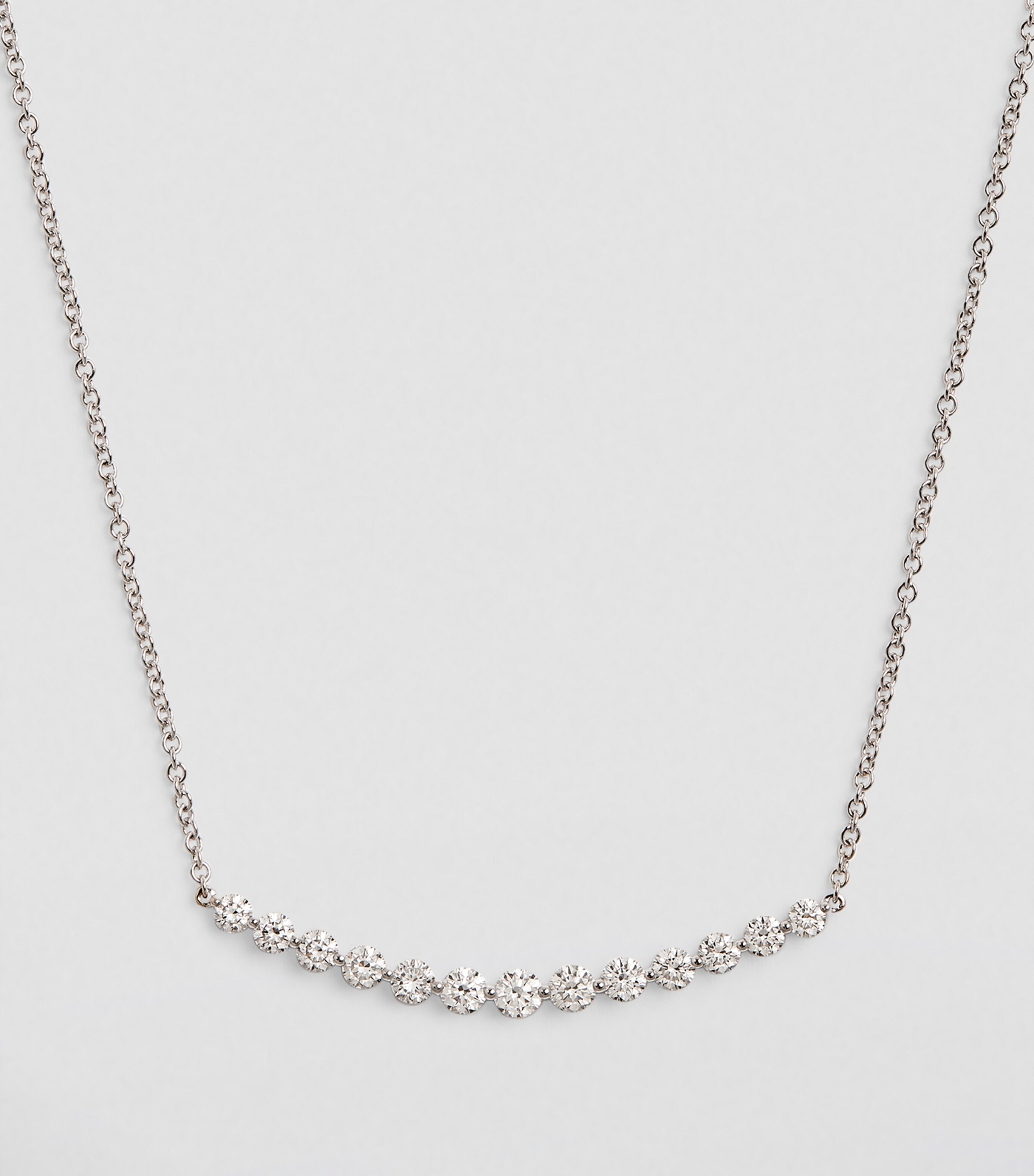White Gold and Diamond Crescent Necklace WHITE GOLD Image 2