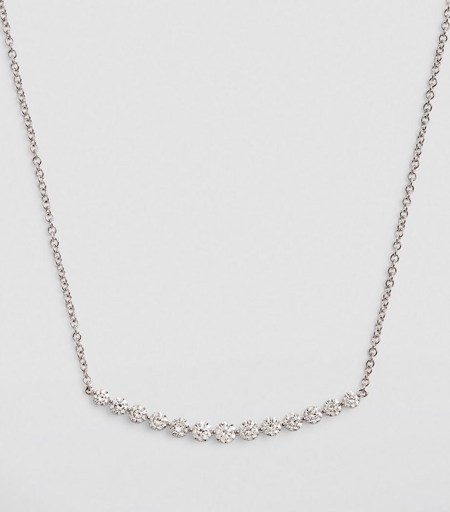 White Gold and Diamond Crescent Necklace WHITE GOLD Image 2