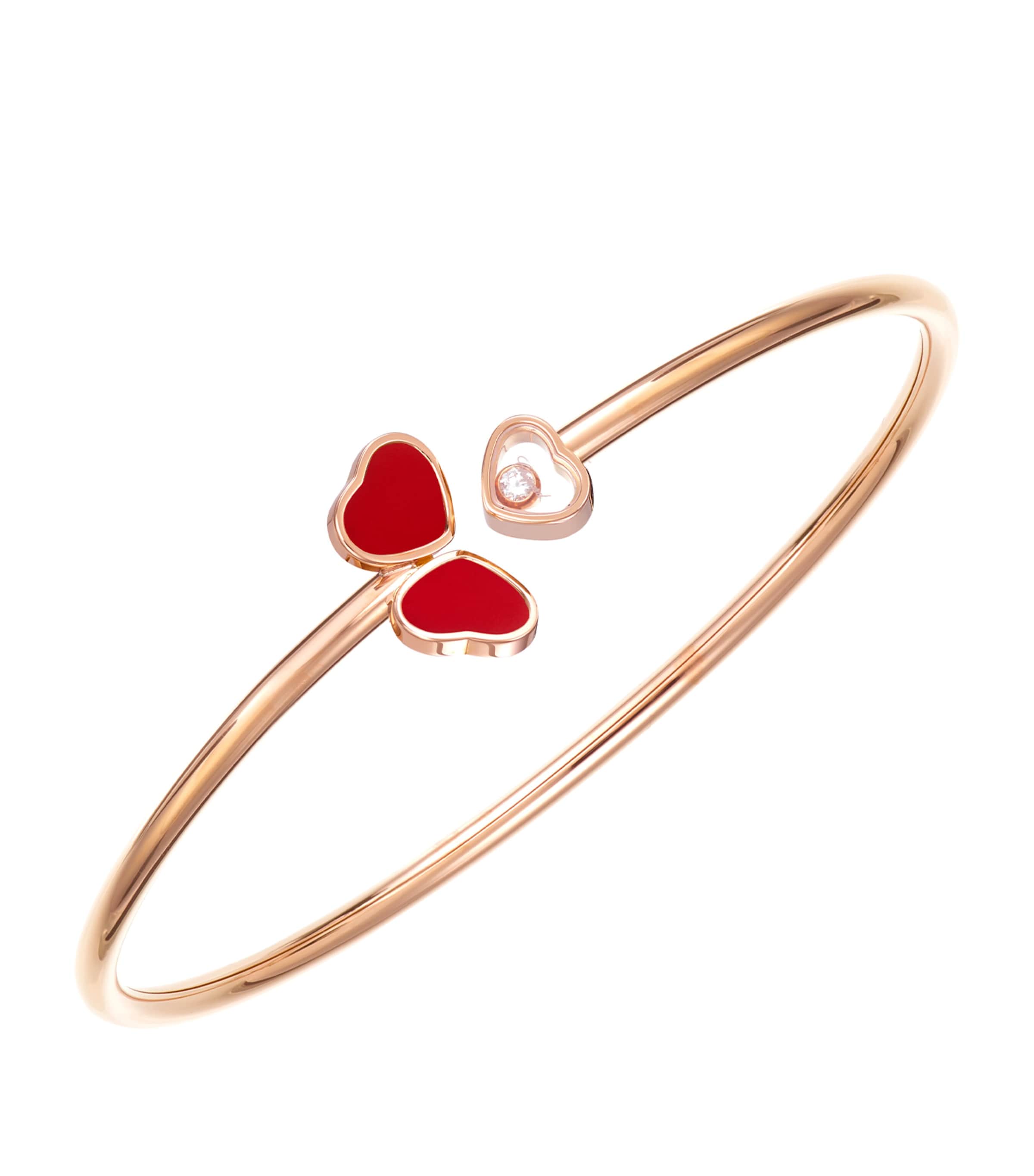 CHOPARD ROSE GOLD AND DIAMOND HAPPY HEARTS WINGS BANGLE