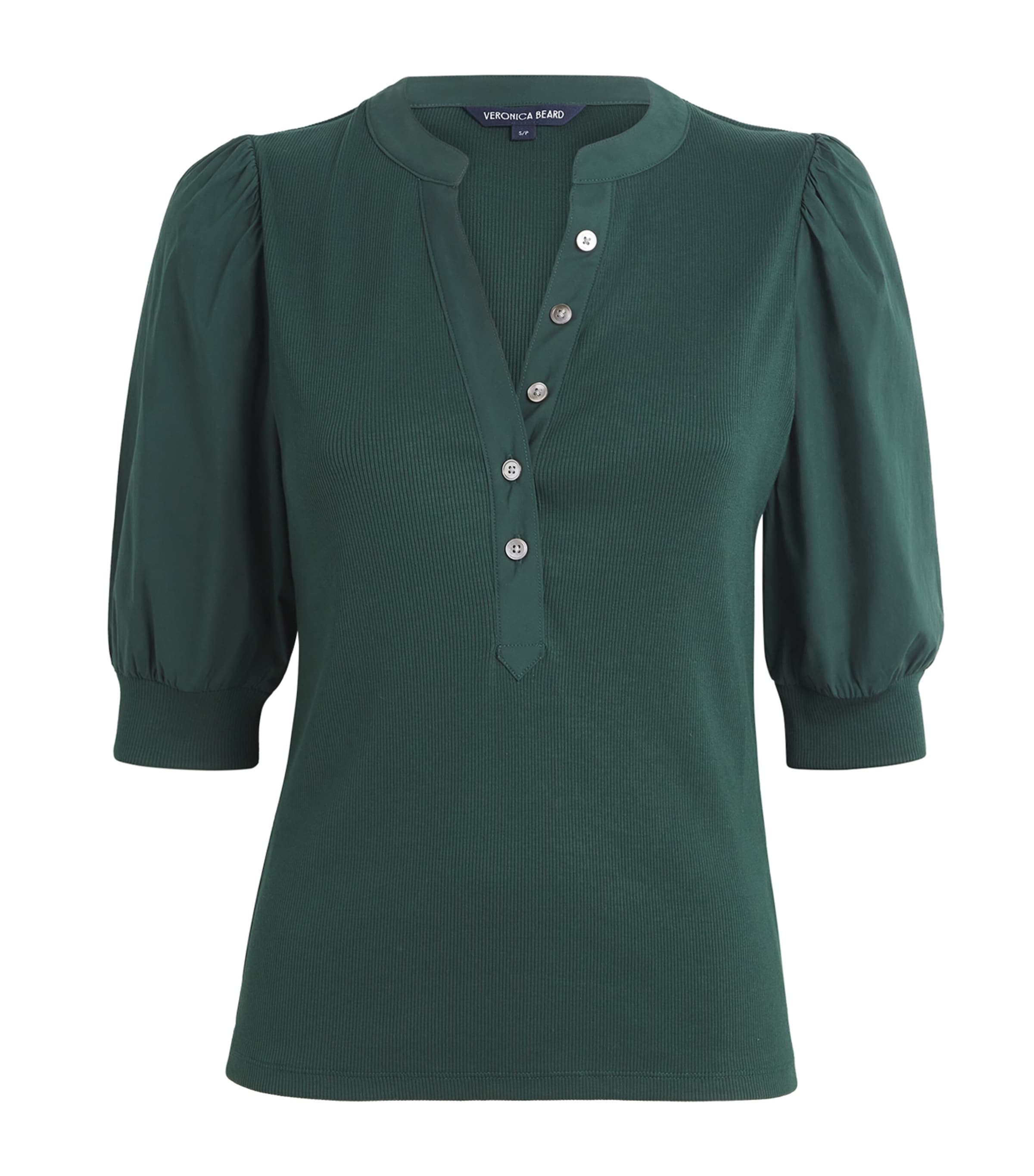 Stretch-Cotton Coralee Knit Blouse G0735 DRK HUNTR GRN Image 1