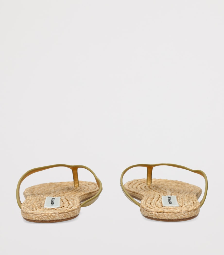 Christopher Esber Raffia Palma Flip Flops Gold Comb Image 4
