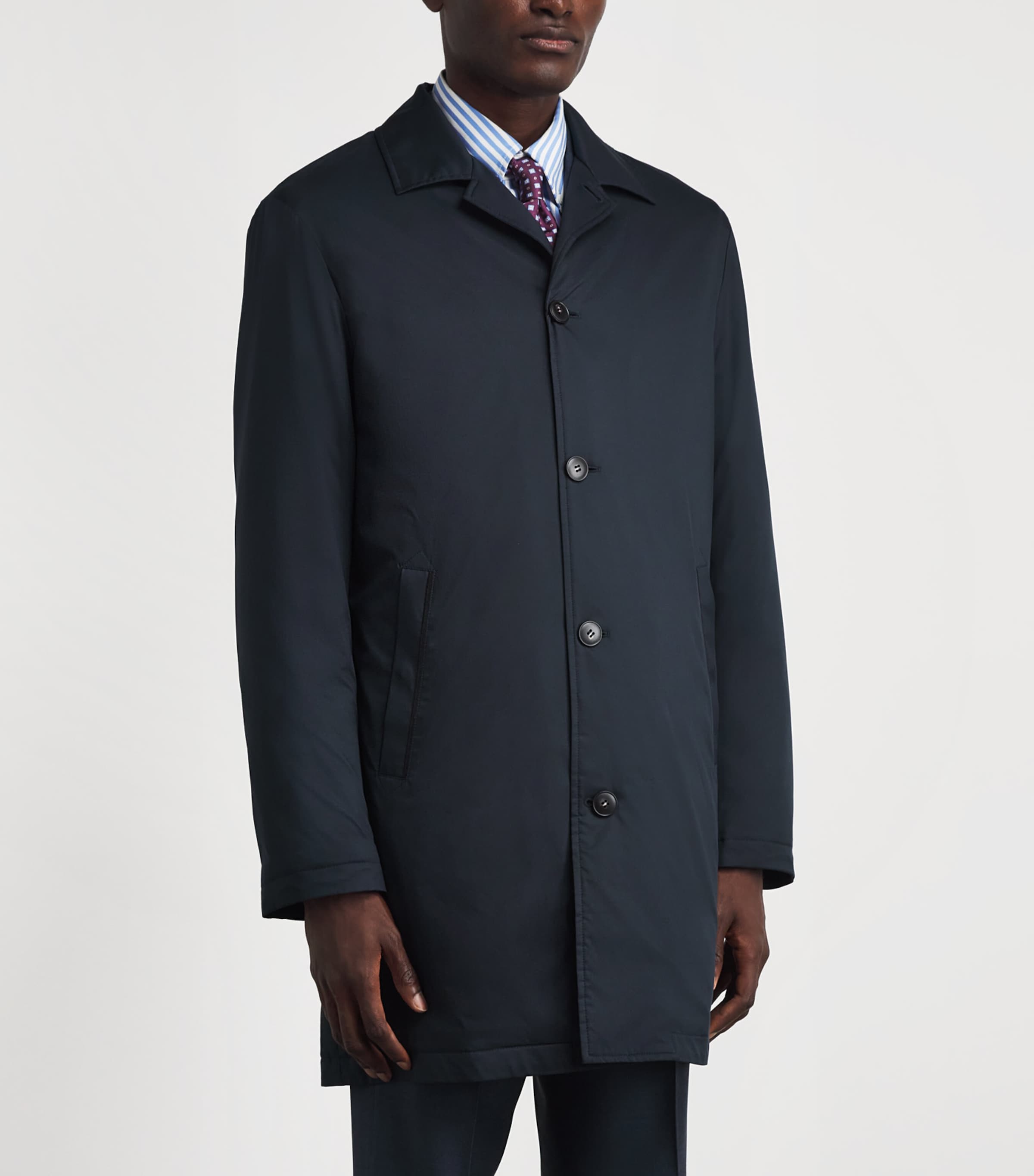 Canali Mens Technical Car Coat Navy Image 4