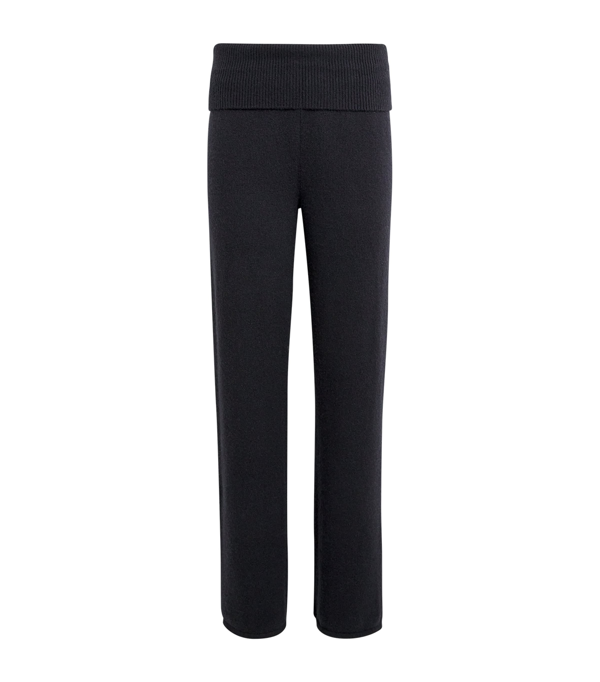 Skims Wool-cashmere Blend Fold-over Trousers In Black